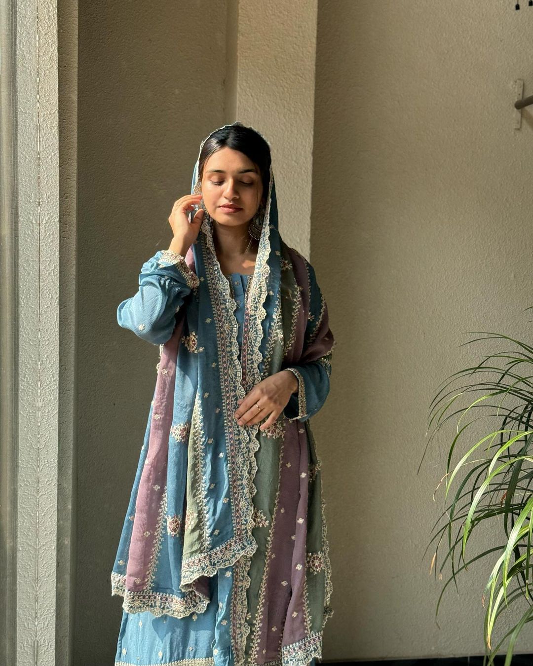 Designer Party Wear Top And Plazzo With Dupatta With Sequence Work