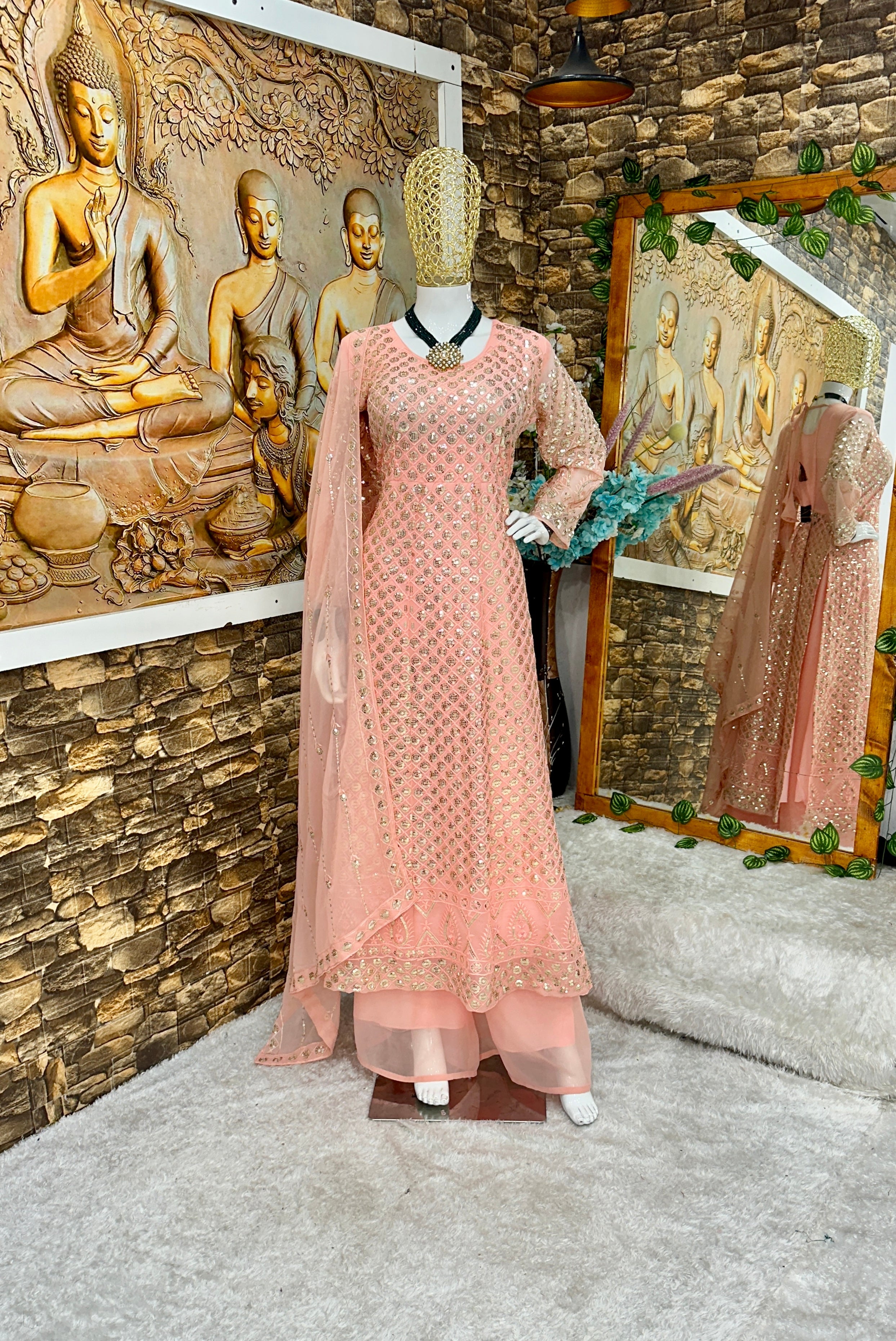 Designer Party Wear Look Nayra Kurti With Plazzo And Dupatta