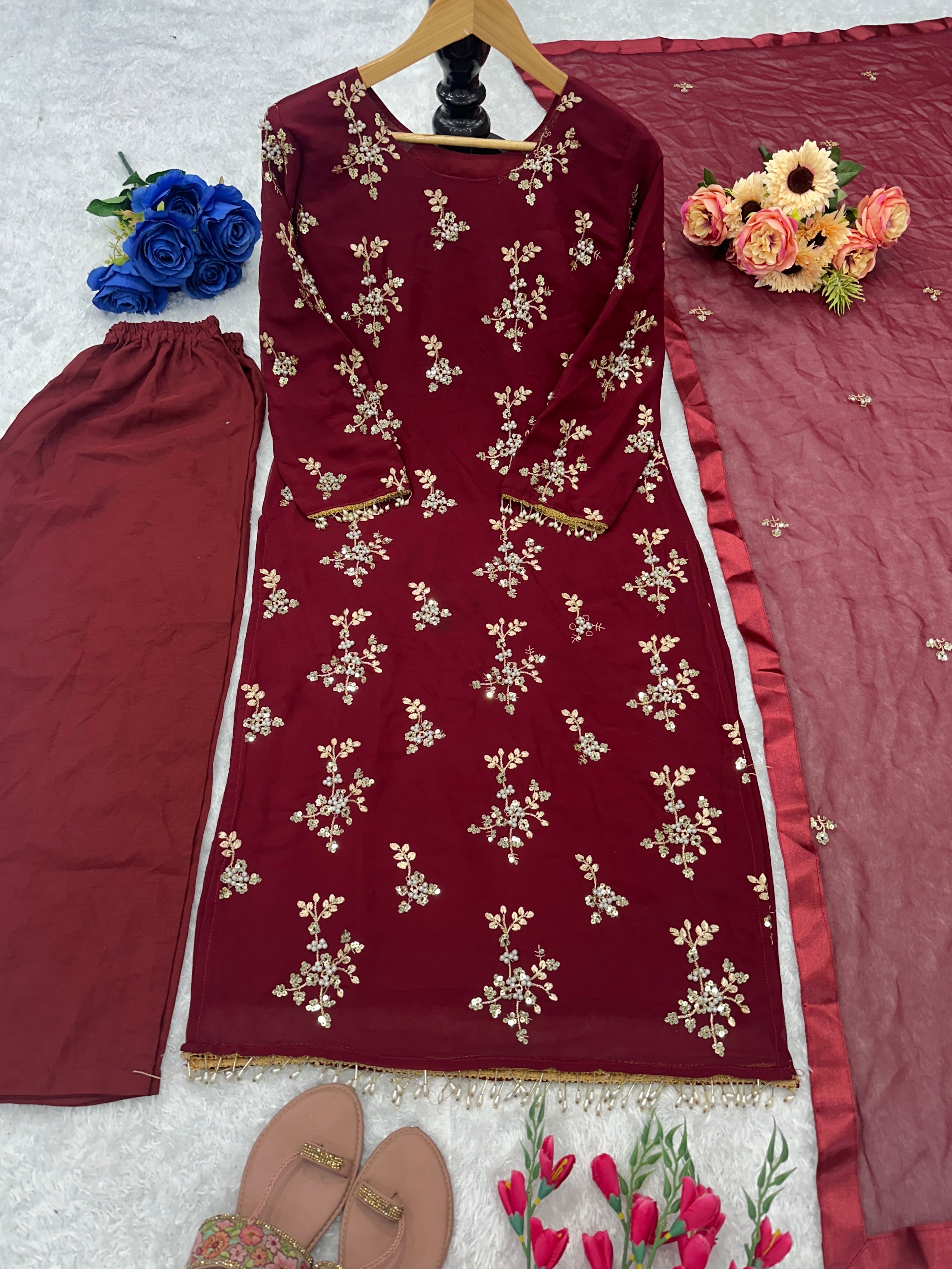 Party Wear Beautiful Top And Bottom With Fancy Dupatta