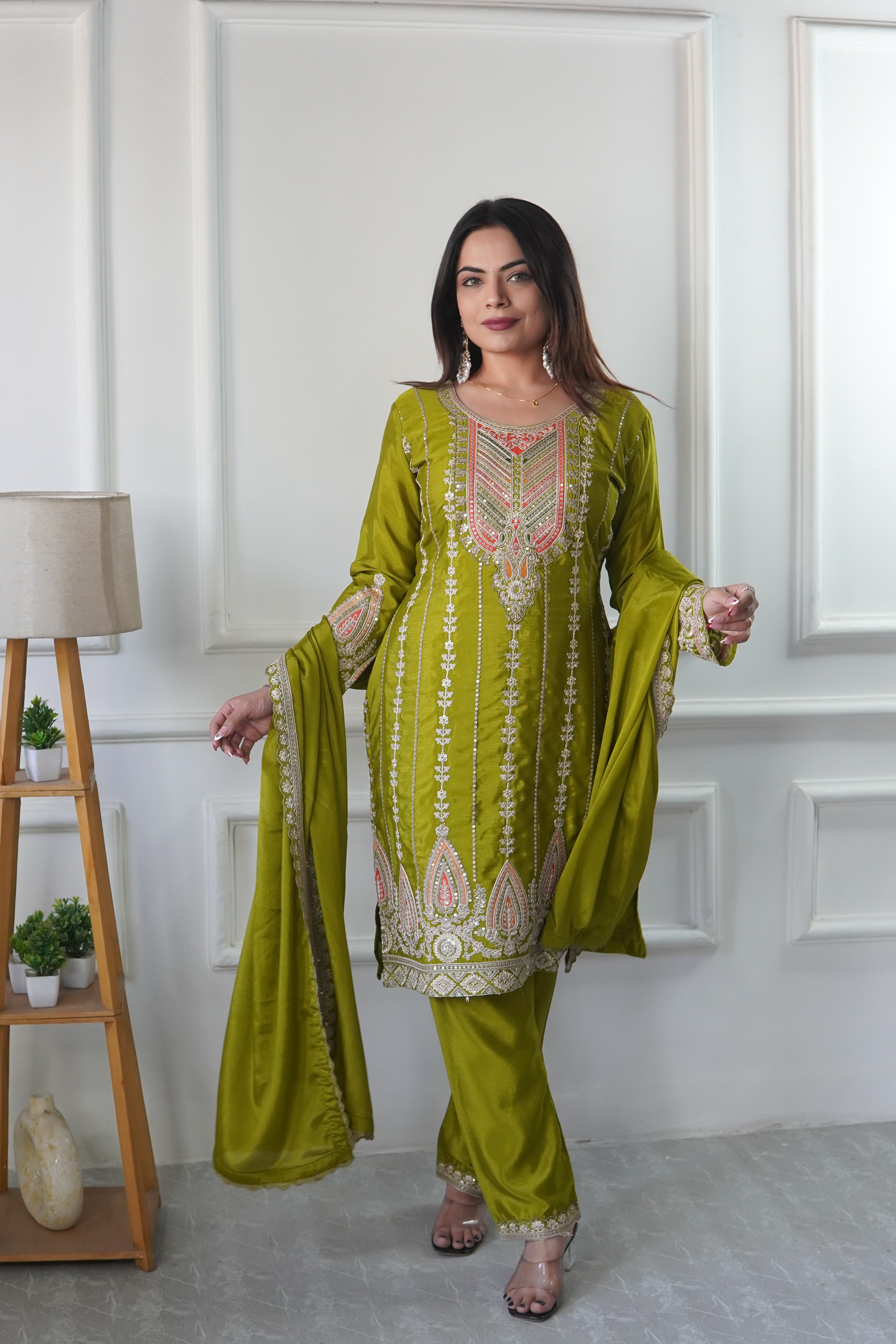 Designer Party Wear Top-Pent And Dupatta With Sequence Work