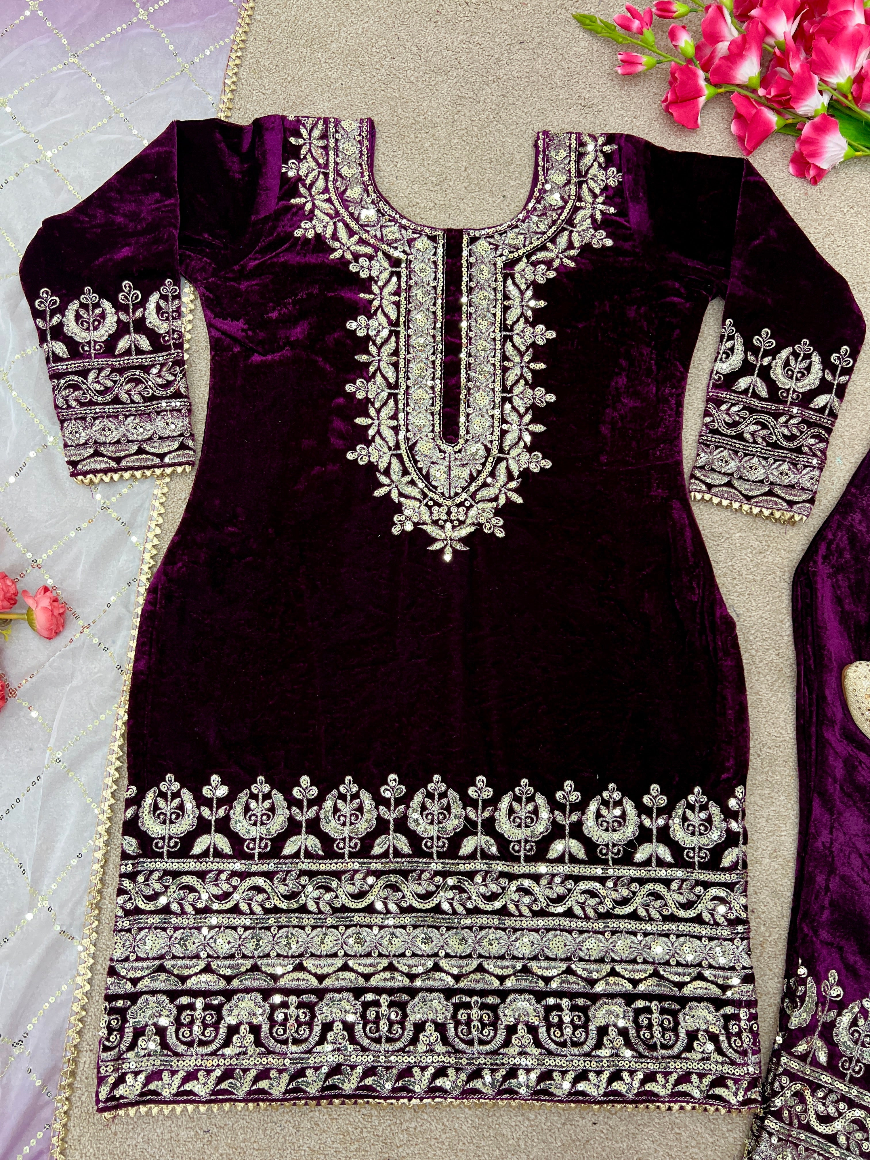 Designer Party Wear Look Top-Bottom And Dupatta