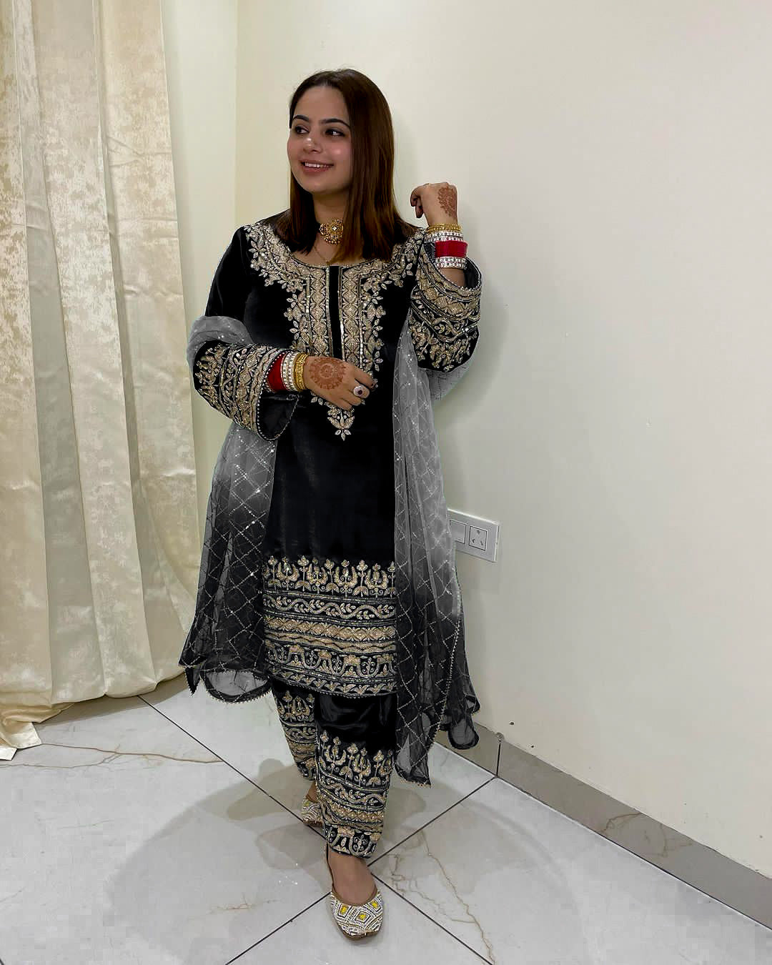 Designer Party Wear Look Top-Bottom And Dupatta