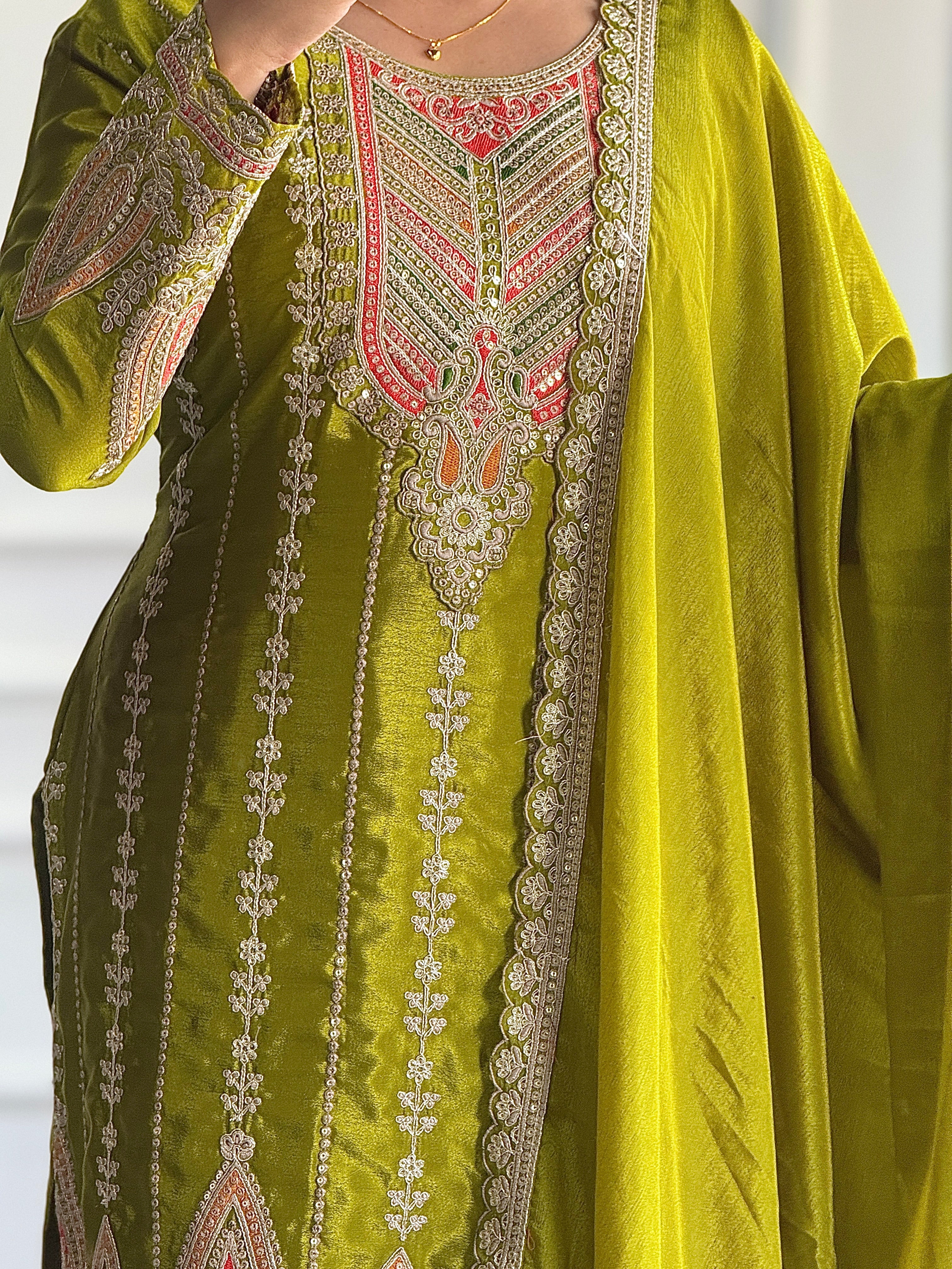 Designer Party Wear Top-Pent And Dupatta With Sequence Work