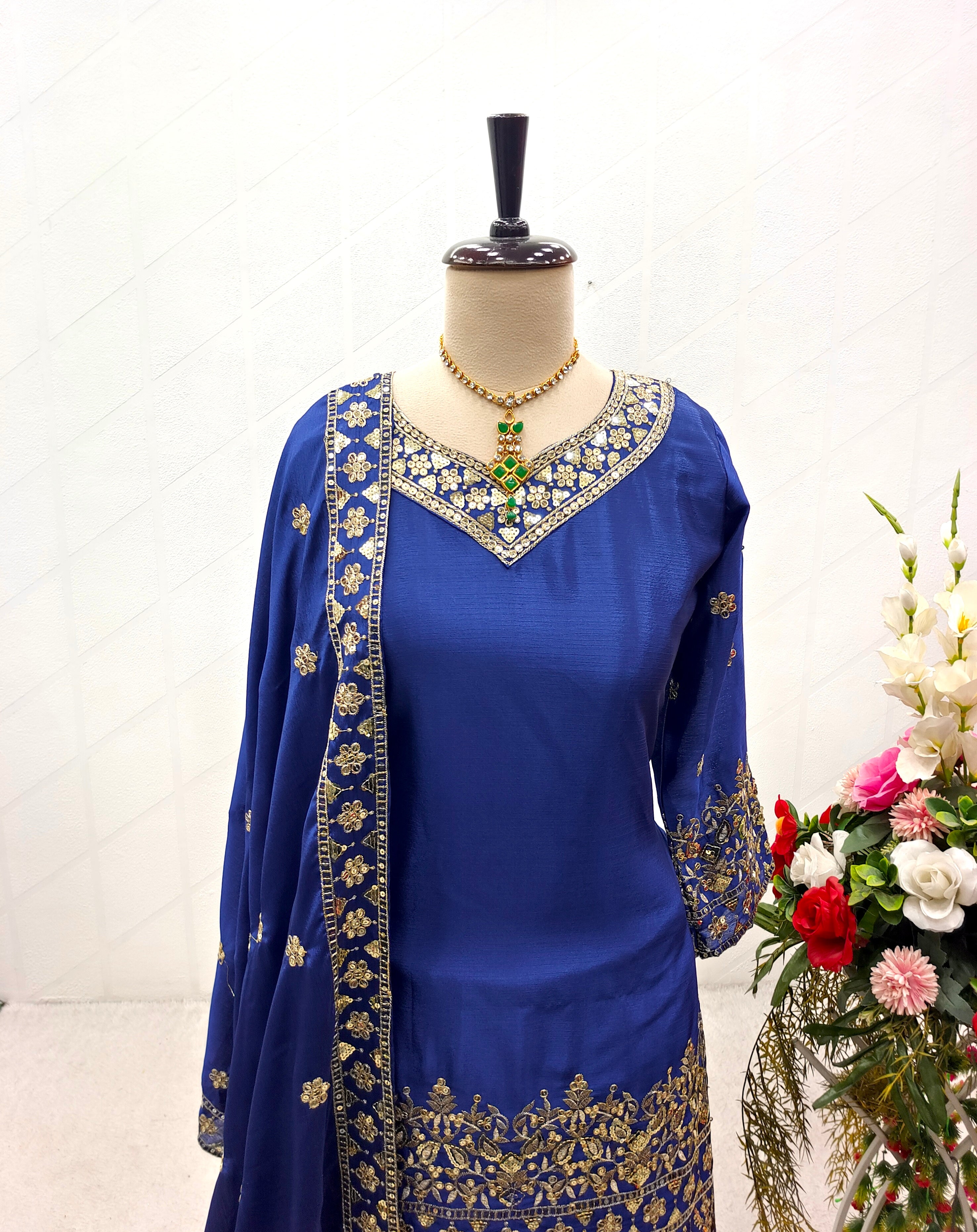 Designer Party Wear Top-Sarara With Dupatta