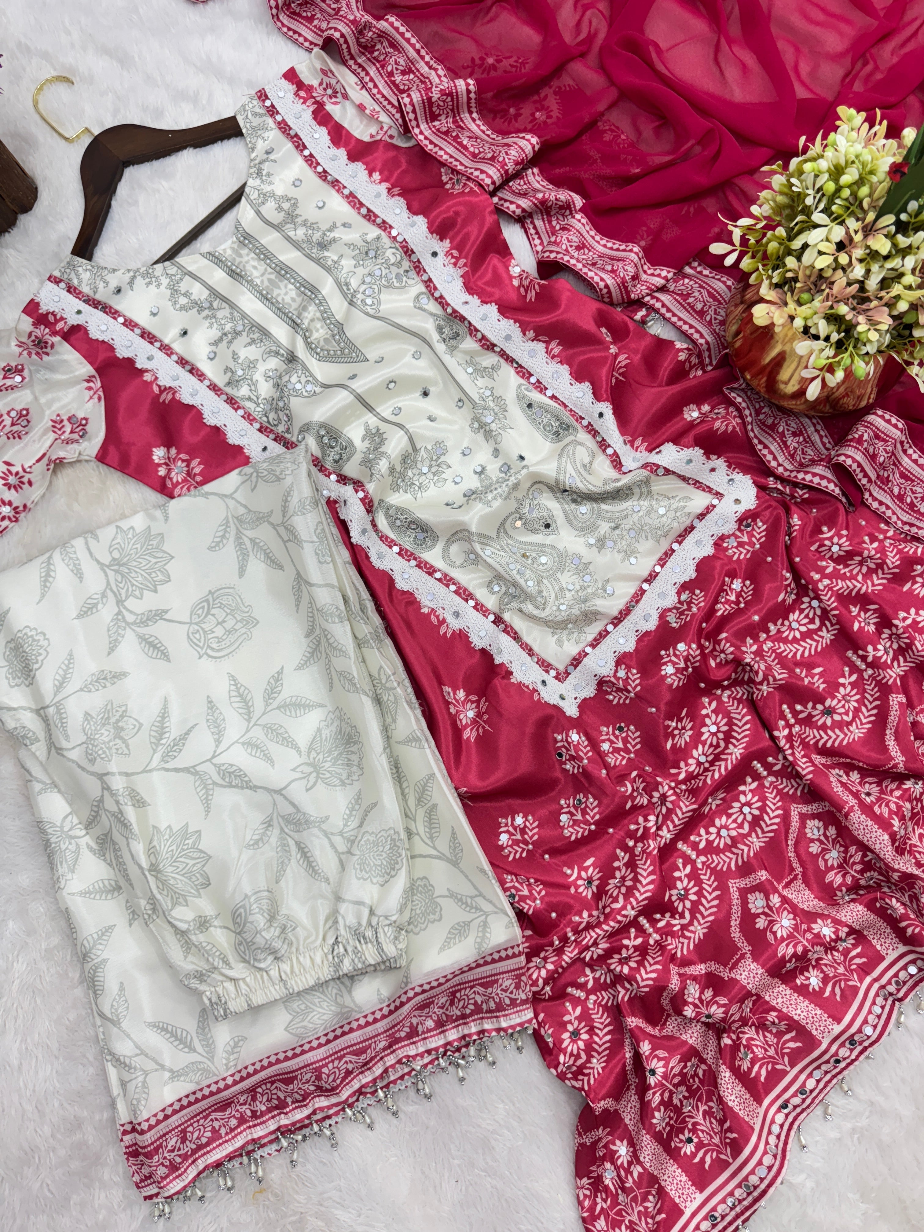 Designer Party Wear Fancy Top-Plazzo And Dupatta