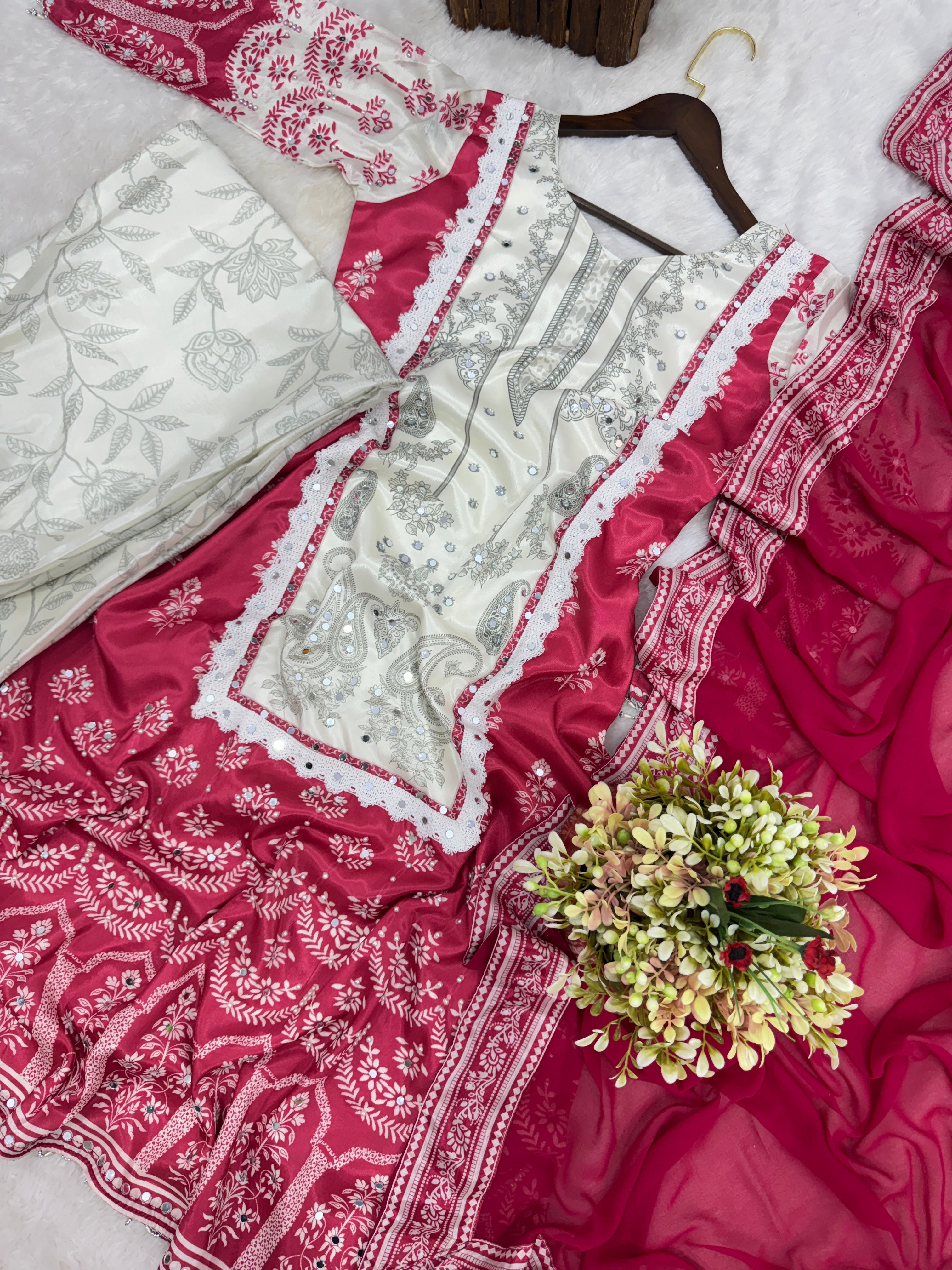 Designer Party Wear Fancy Top-Plazzo And Dupatta