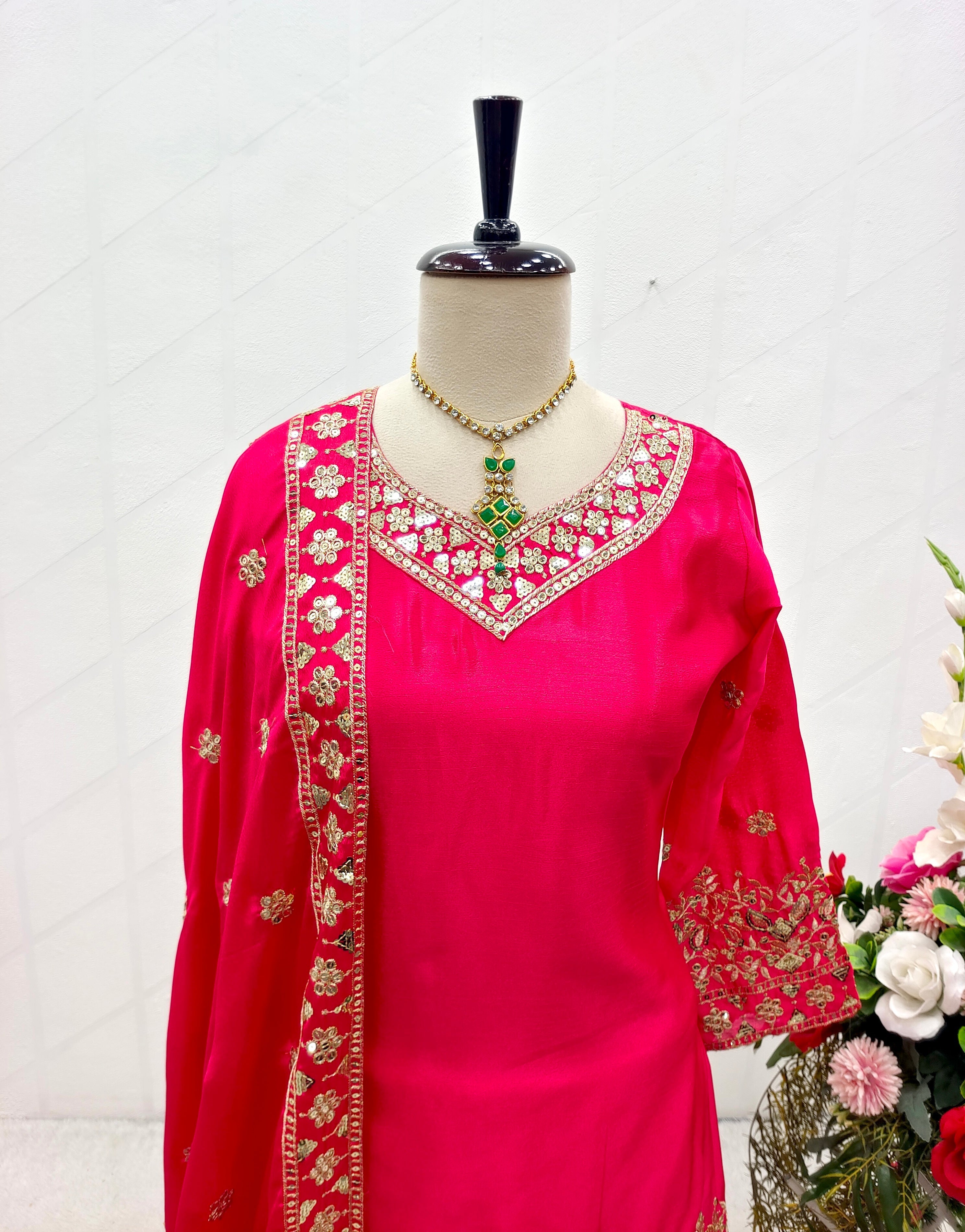 Designer Party Wear Top-Sarara With Dupatta