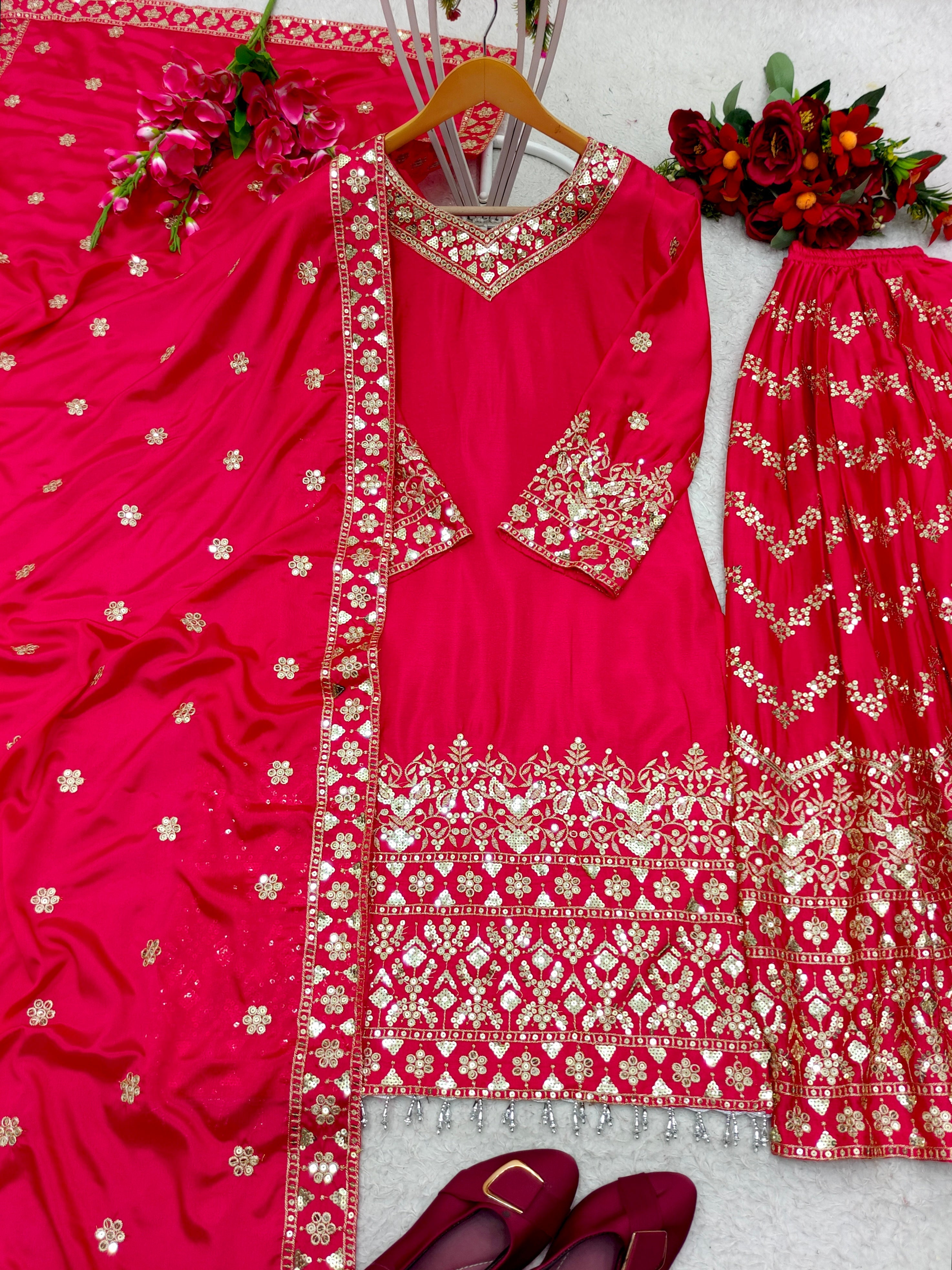 Designer Party Wear Top-Sarara With Dupatta