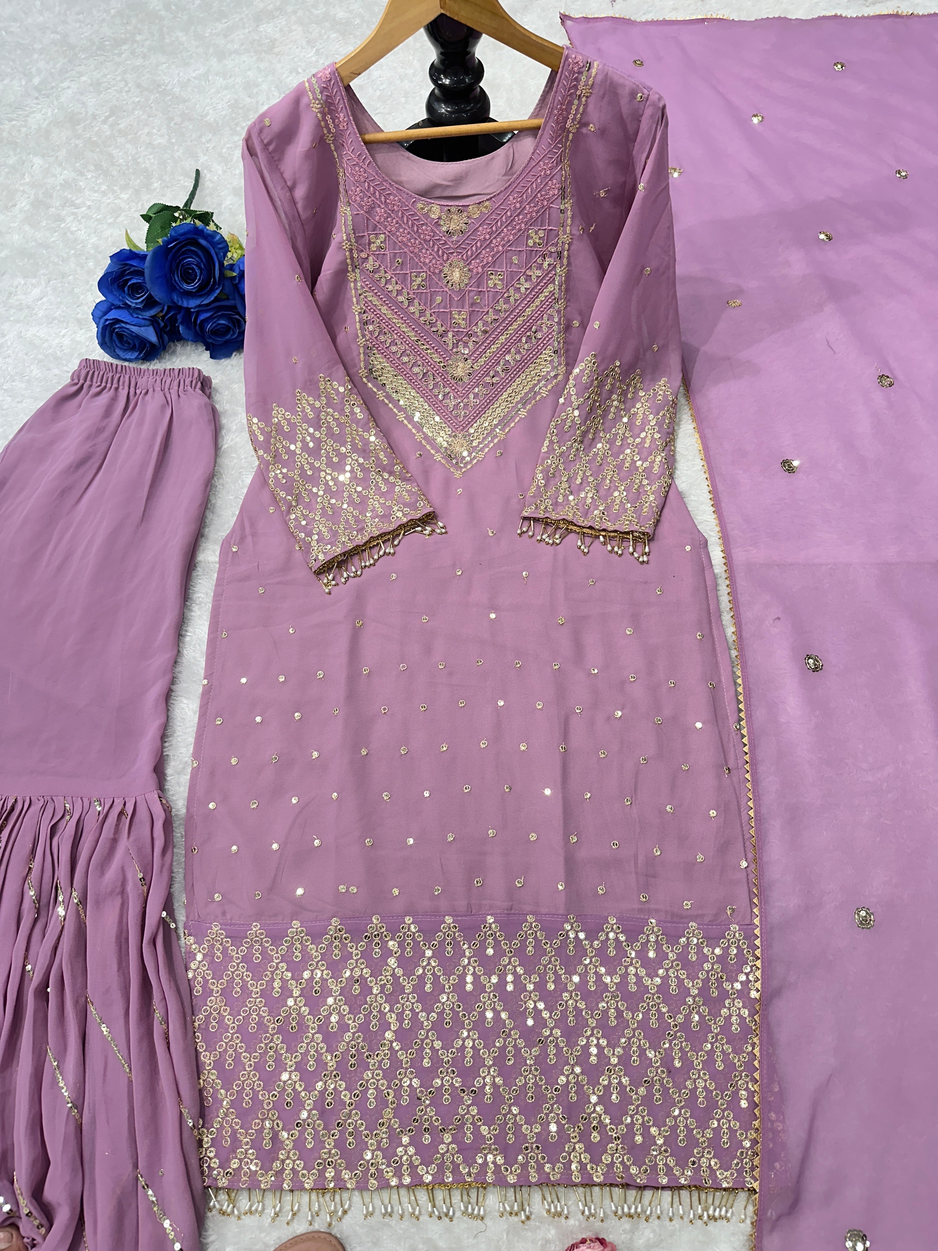 Designer Party Wear Top With Bottom And Beautiful Dupatta