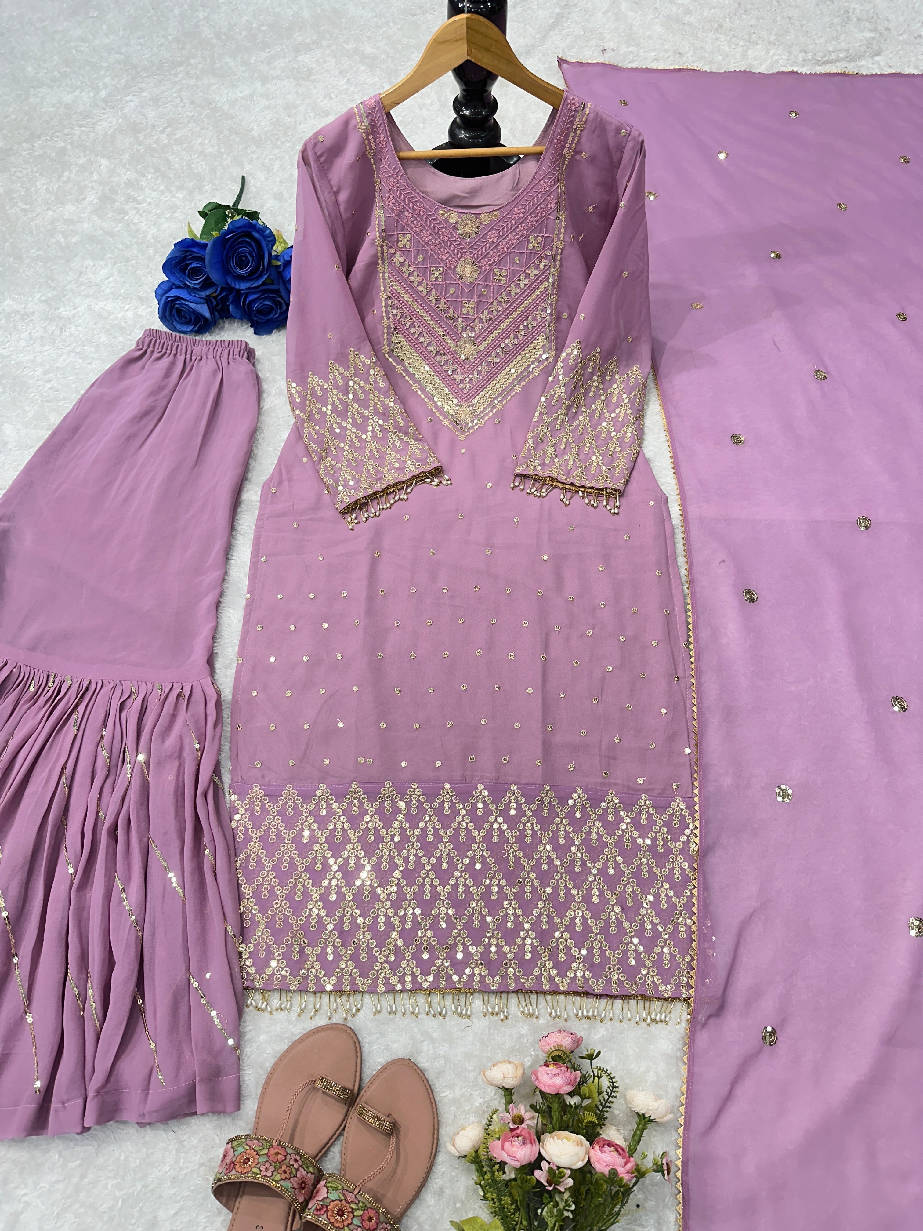 Designer Party Wear Top With Bottom And Beautiful Dupatta