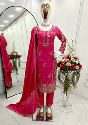 Beautiful Party Wear Top-Pent And Dupatta With Embroidery Sequence Work