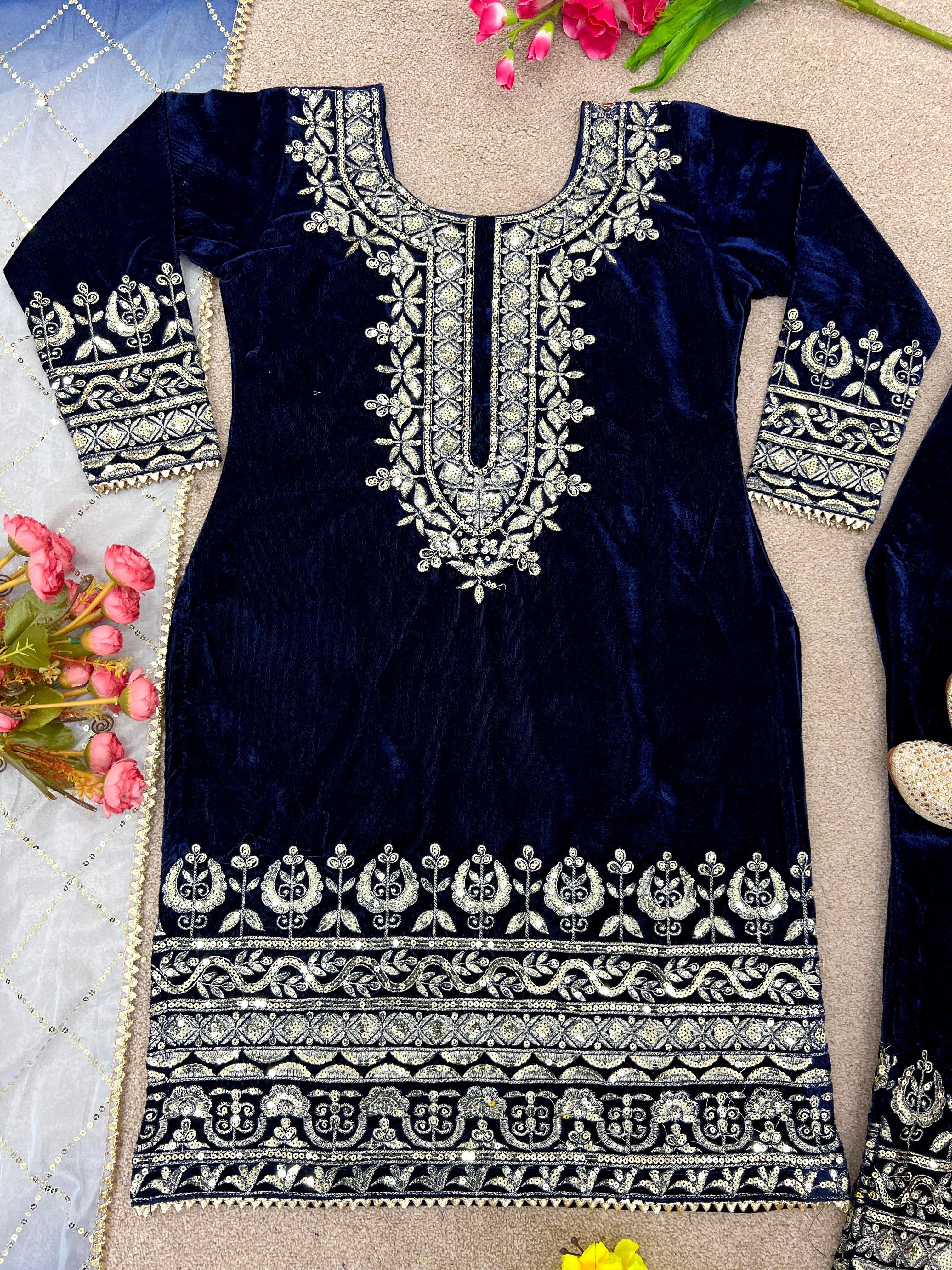 Designer Party Wear Look Top-Bottom And Dupatta