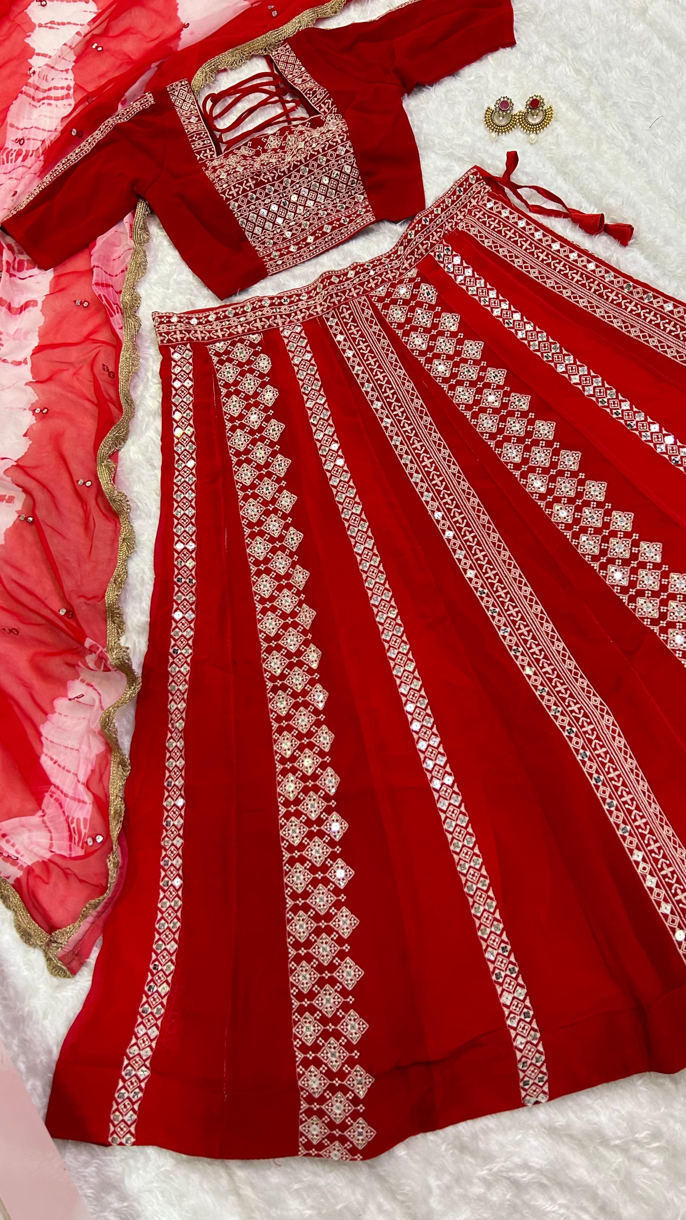 Party Wear Lehenga Choli With Cotton Thread & Sequence Work