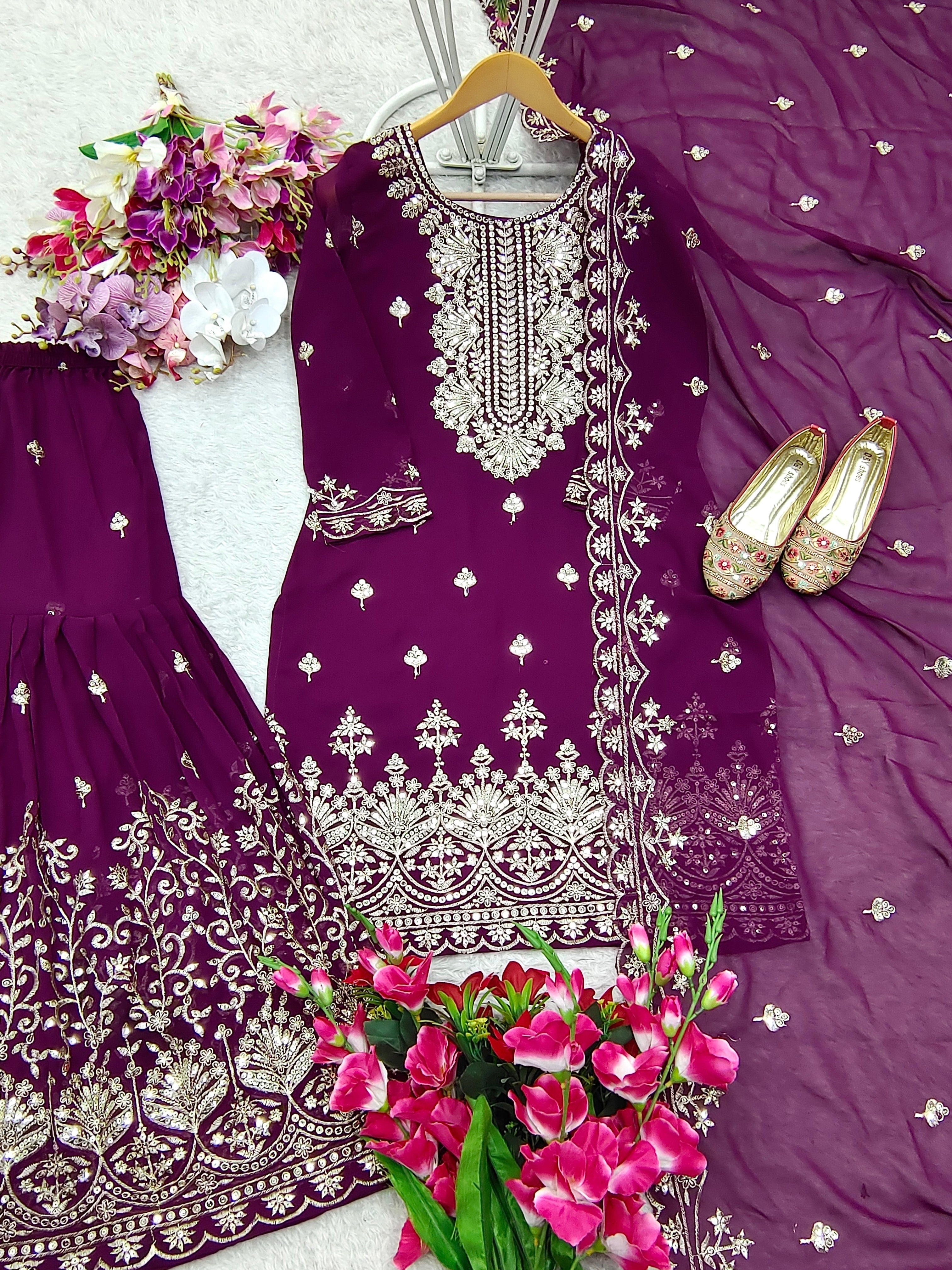 Beautiful Party Wear Top-Sarara And Fancy Dupatta