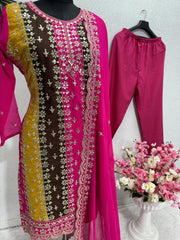 Designer Party Wear Top Pent And Dupatta