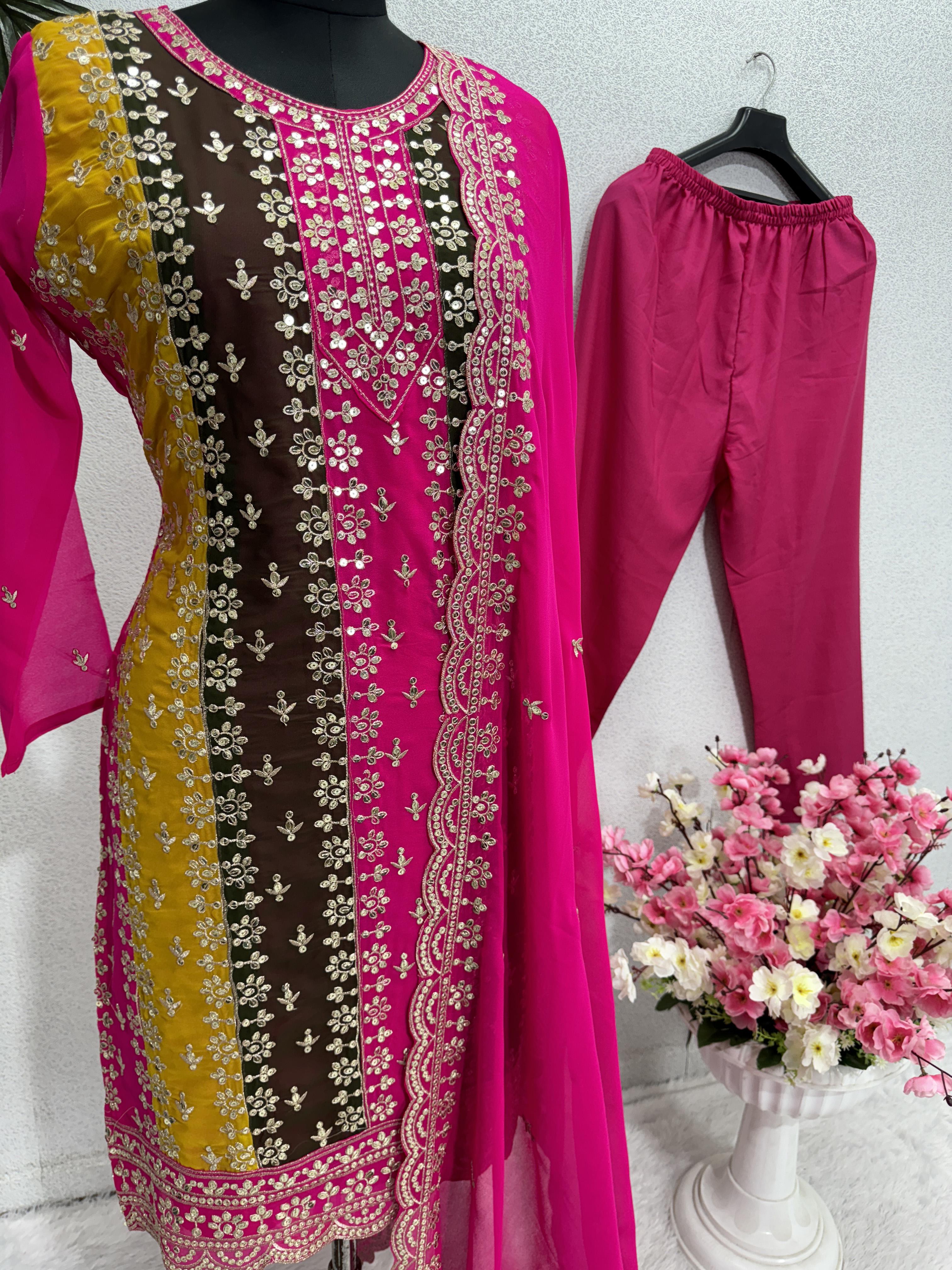 Designer Party Wear Top Pent And Dupatta