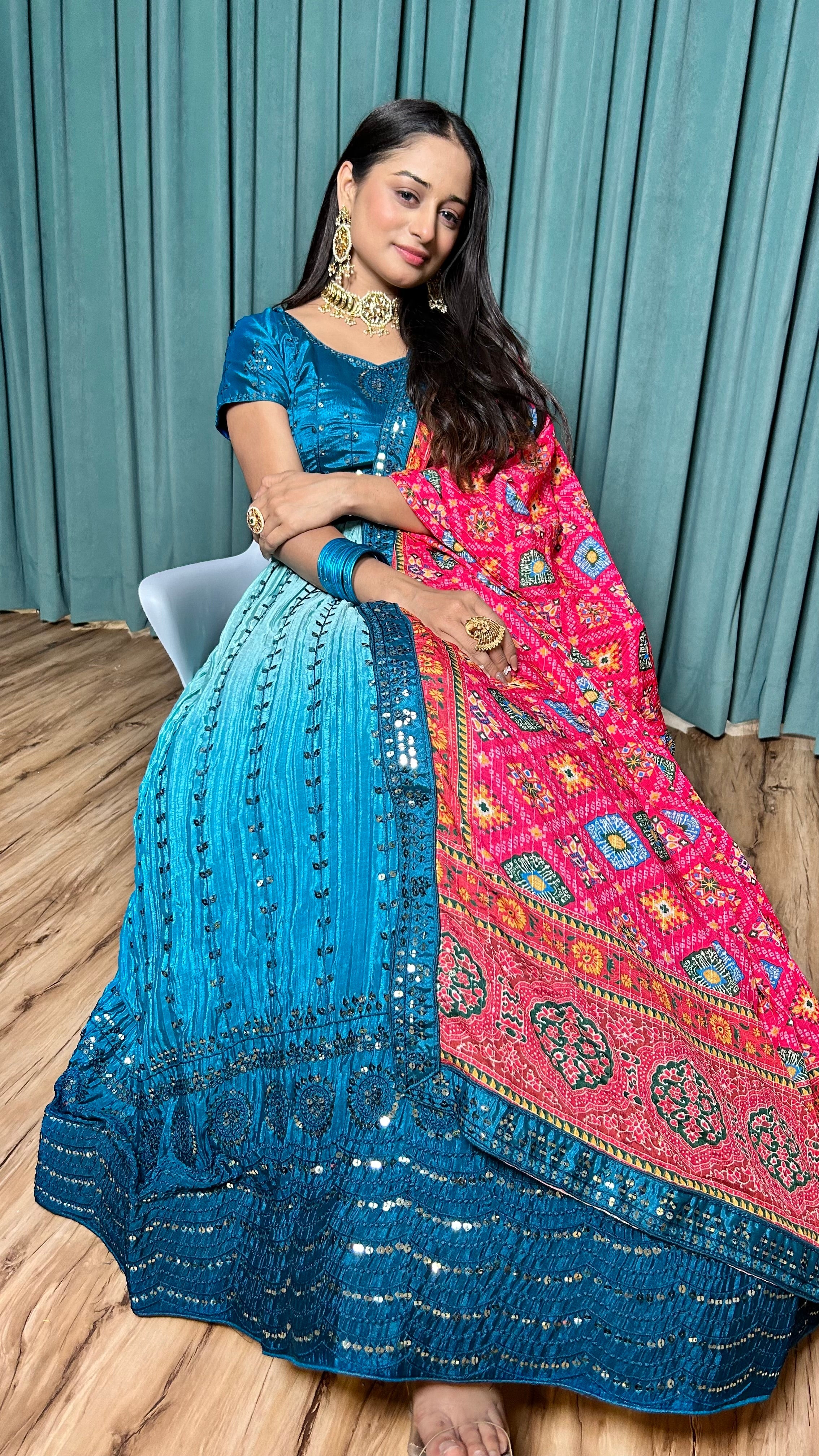 Party Wear Designer Lehenga Choli With Sequence & Thread Work