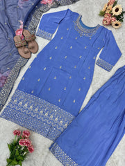 Party Wear Beautiful Top And Plazzo With Fancy Dupatta