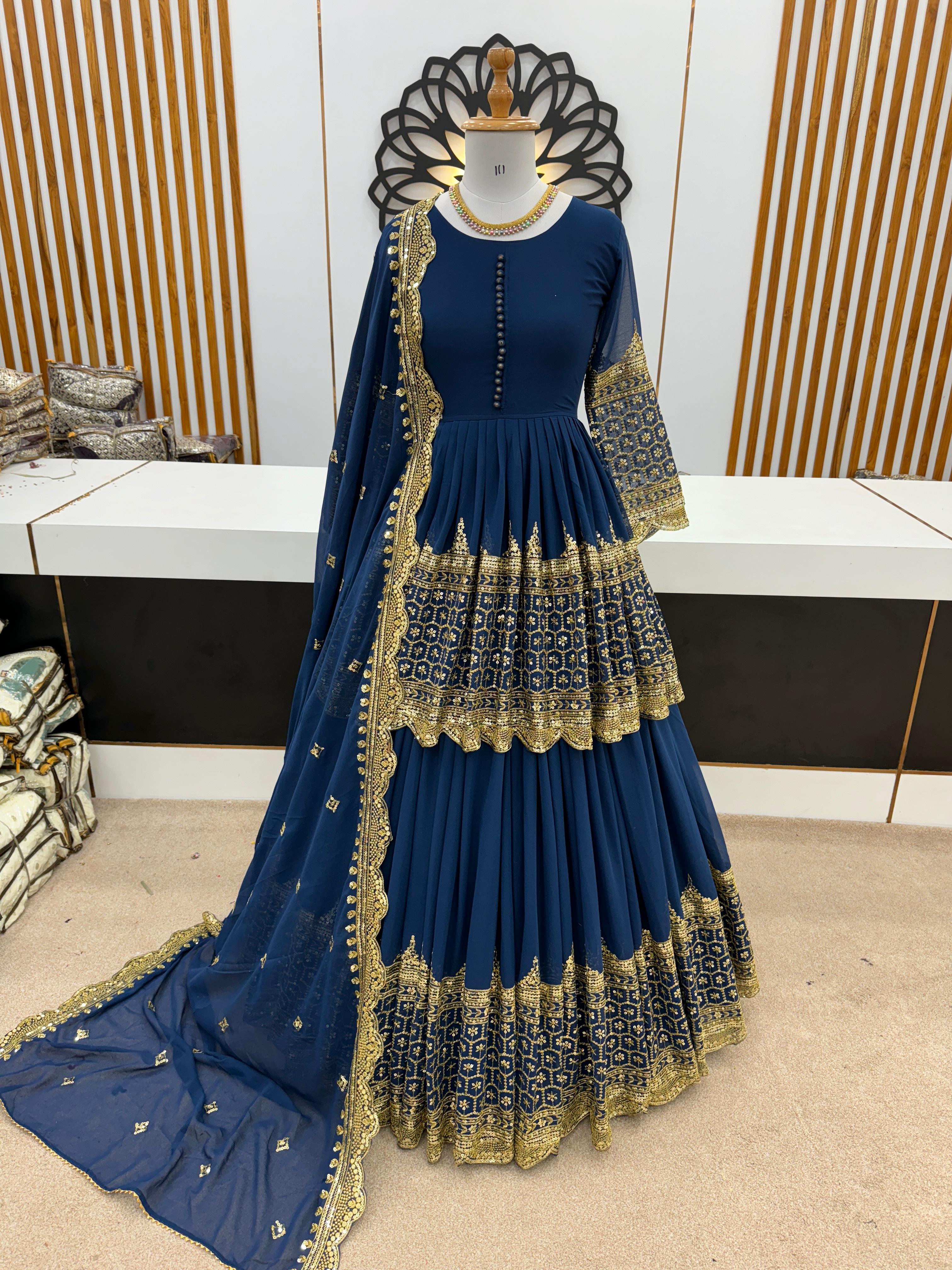 Trendy Party Wear Top Bottom And Dupatta With Embroidery Sequence Work