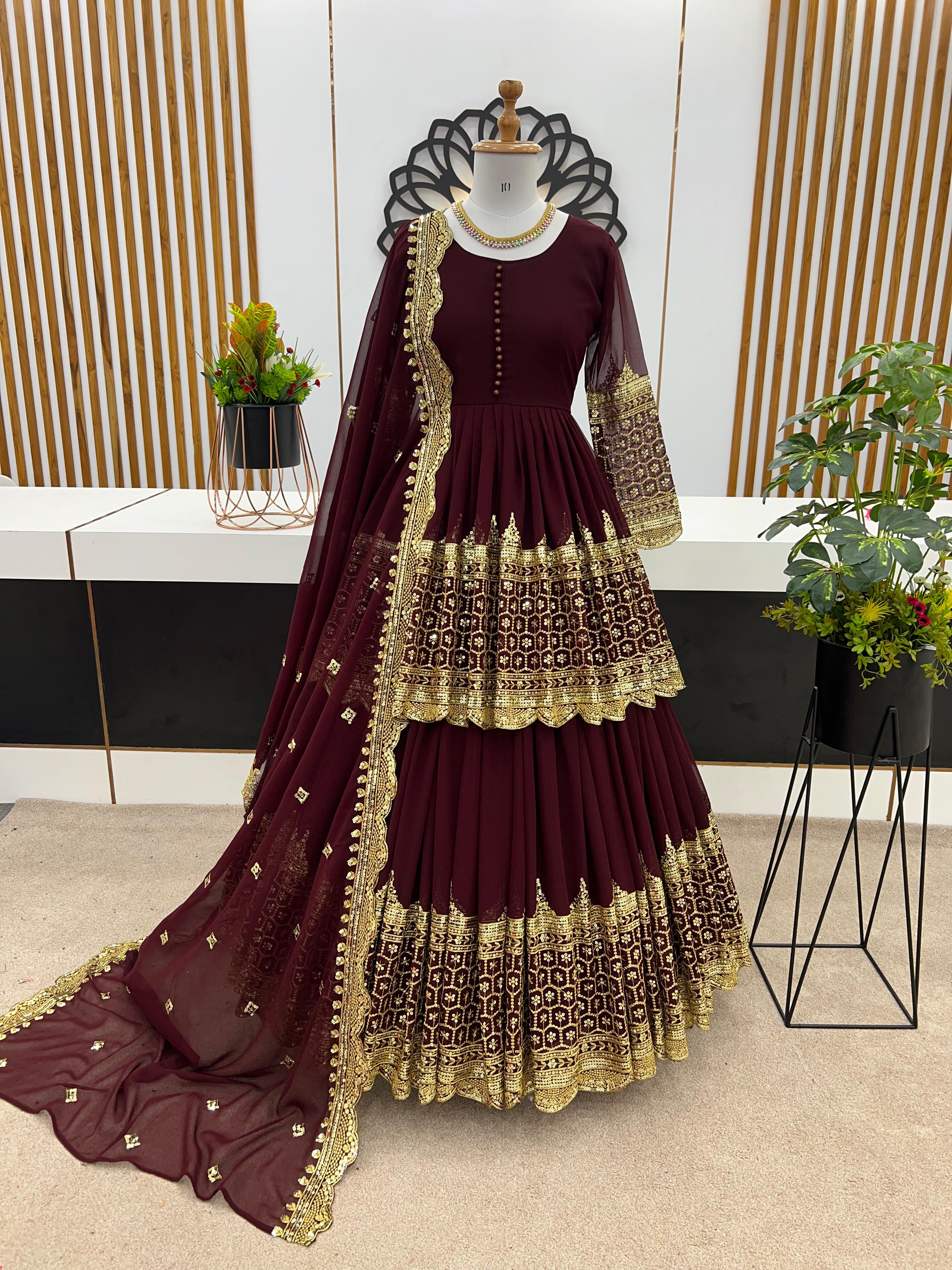 Trendy Party Wear Top Bottom And Dupatta With Embroidery Sequence Work