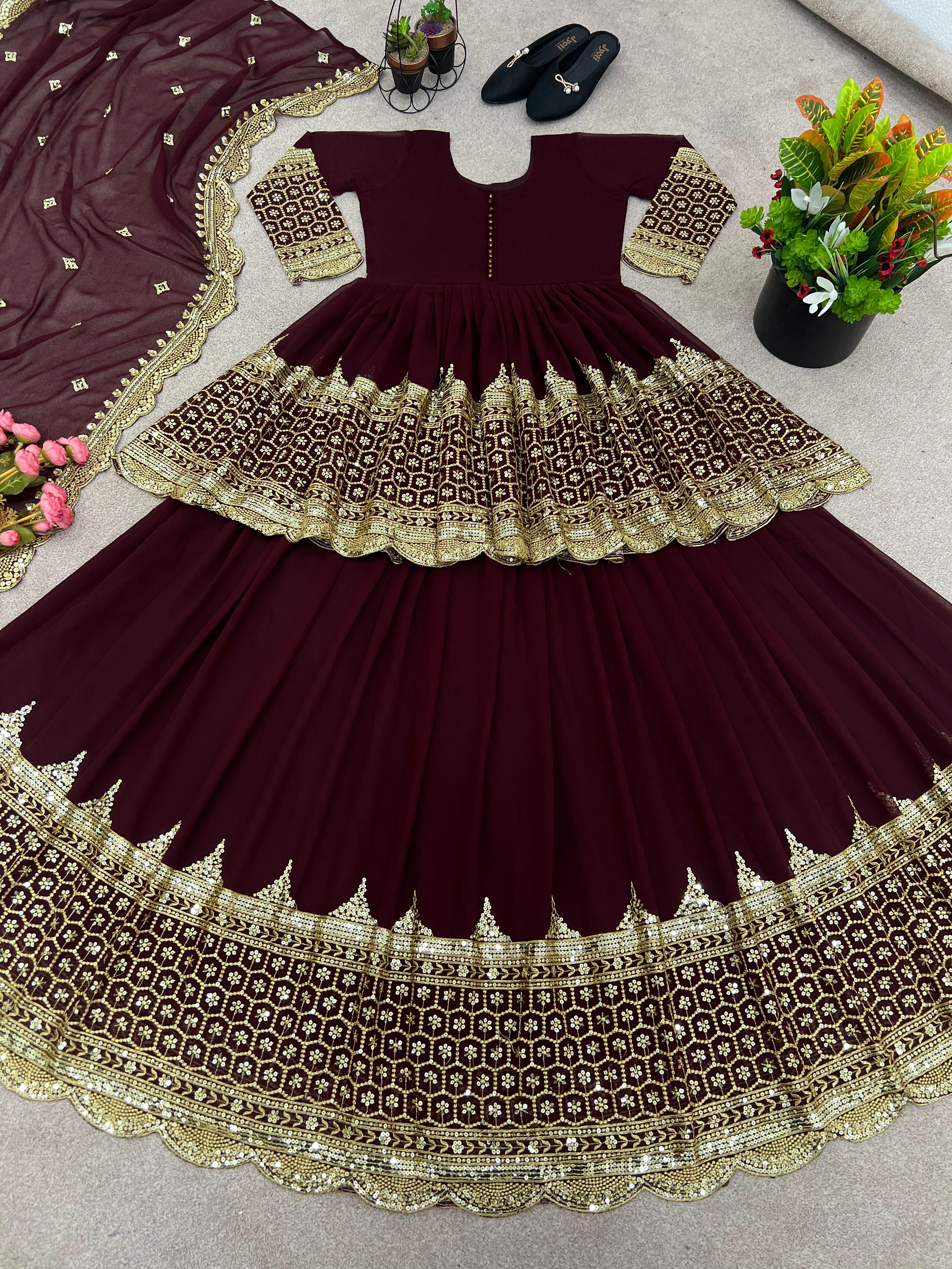 Trendy Party Wear Top Bottom And Dupatta With Embroidery Sequence Work