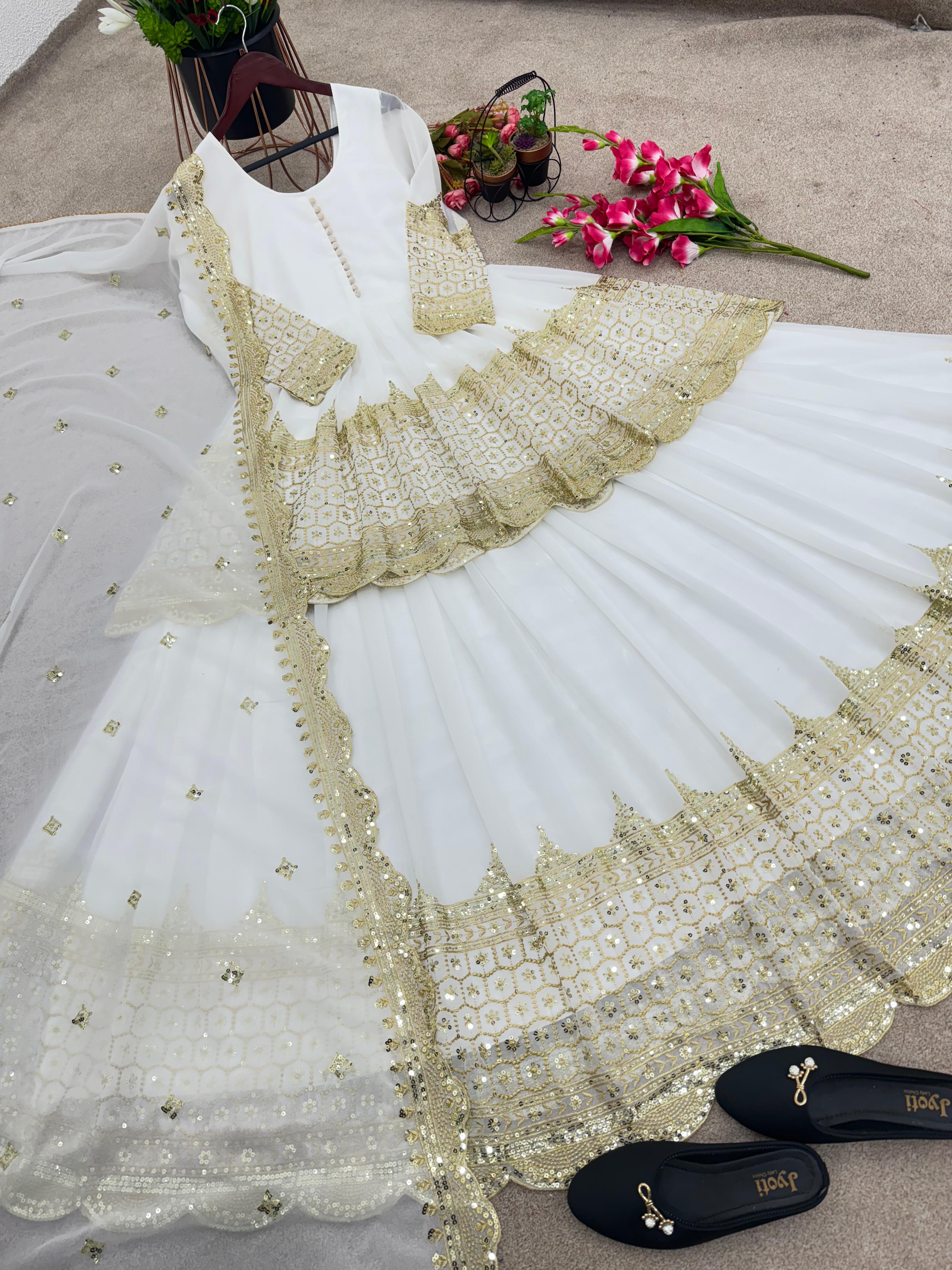 Trendy Party Wear Top Bottom And Dupatta With Embroidery Sequence Work