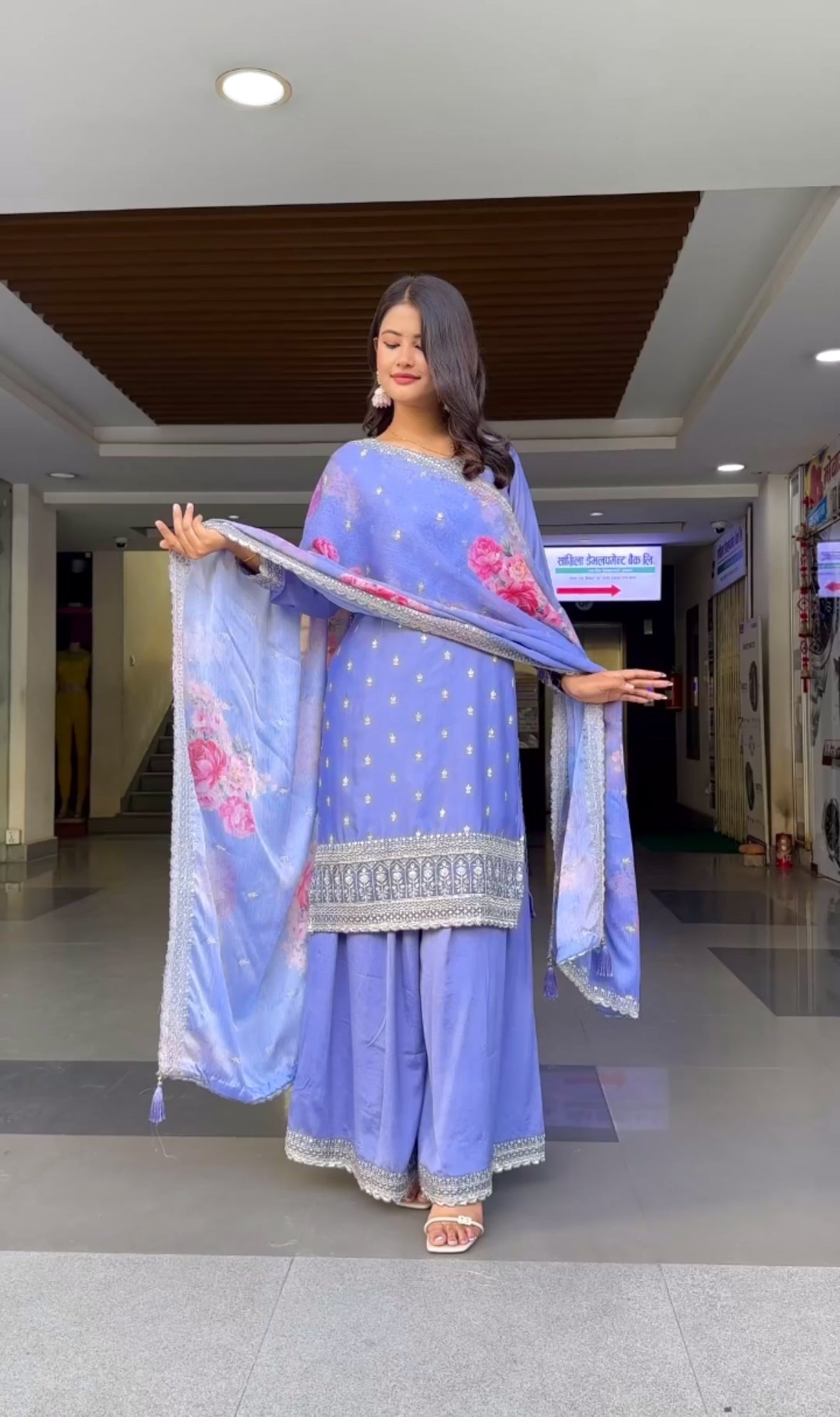 Party Wear Beautiful Top And Plazzo With Fancy Dupatta