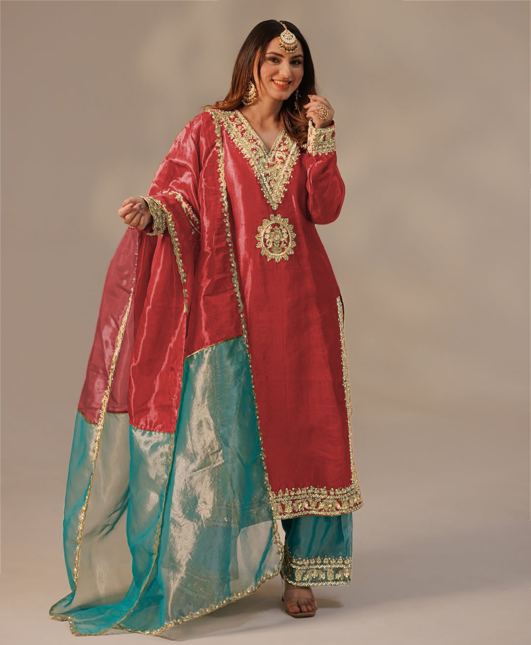 Fancy Suit With Embroidery And Sequence Work With Stone Hand Work