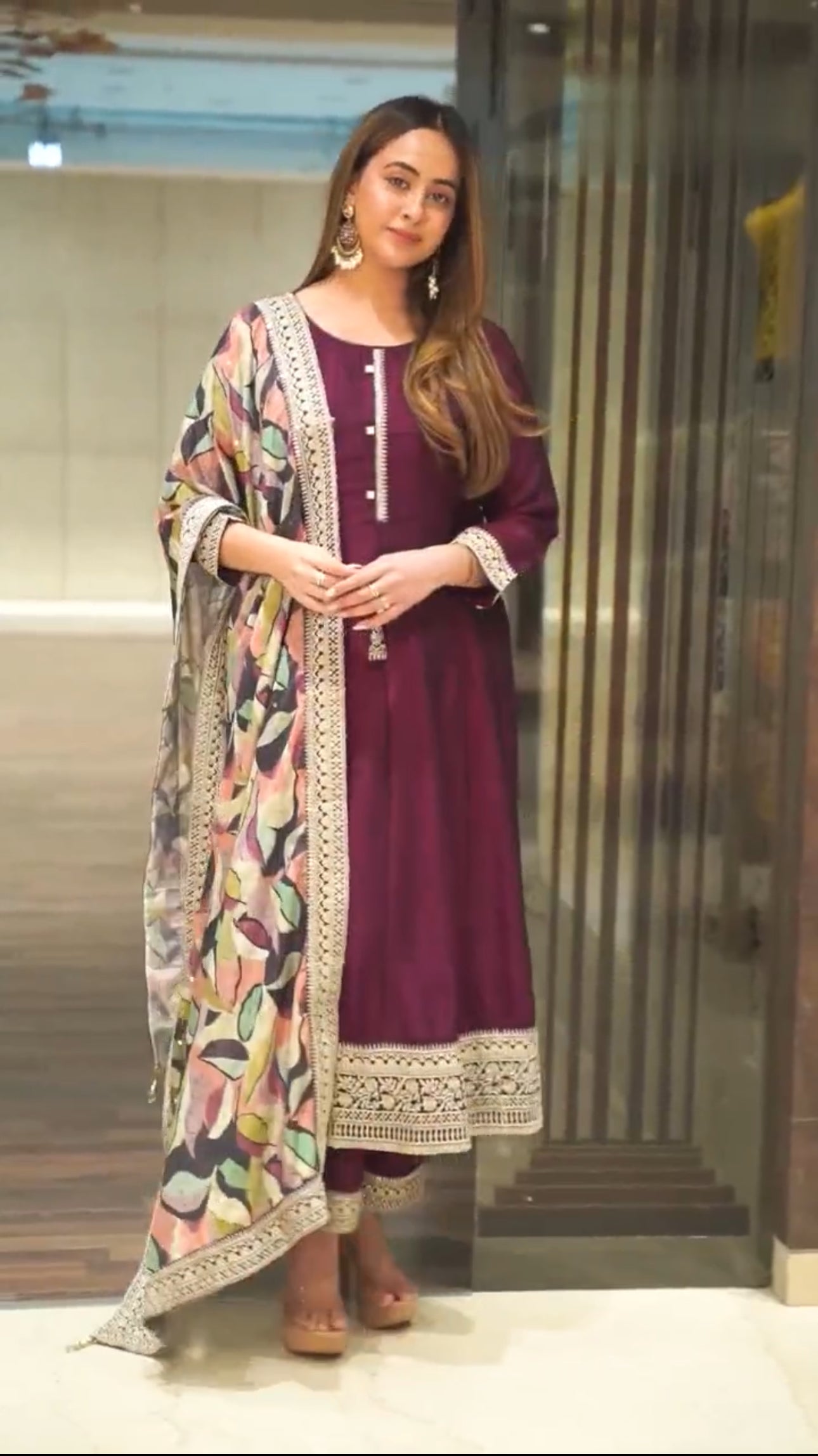 Designer Party Wear Look Heavy Embroidery Sequence Work Gown With Dupatta
