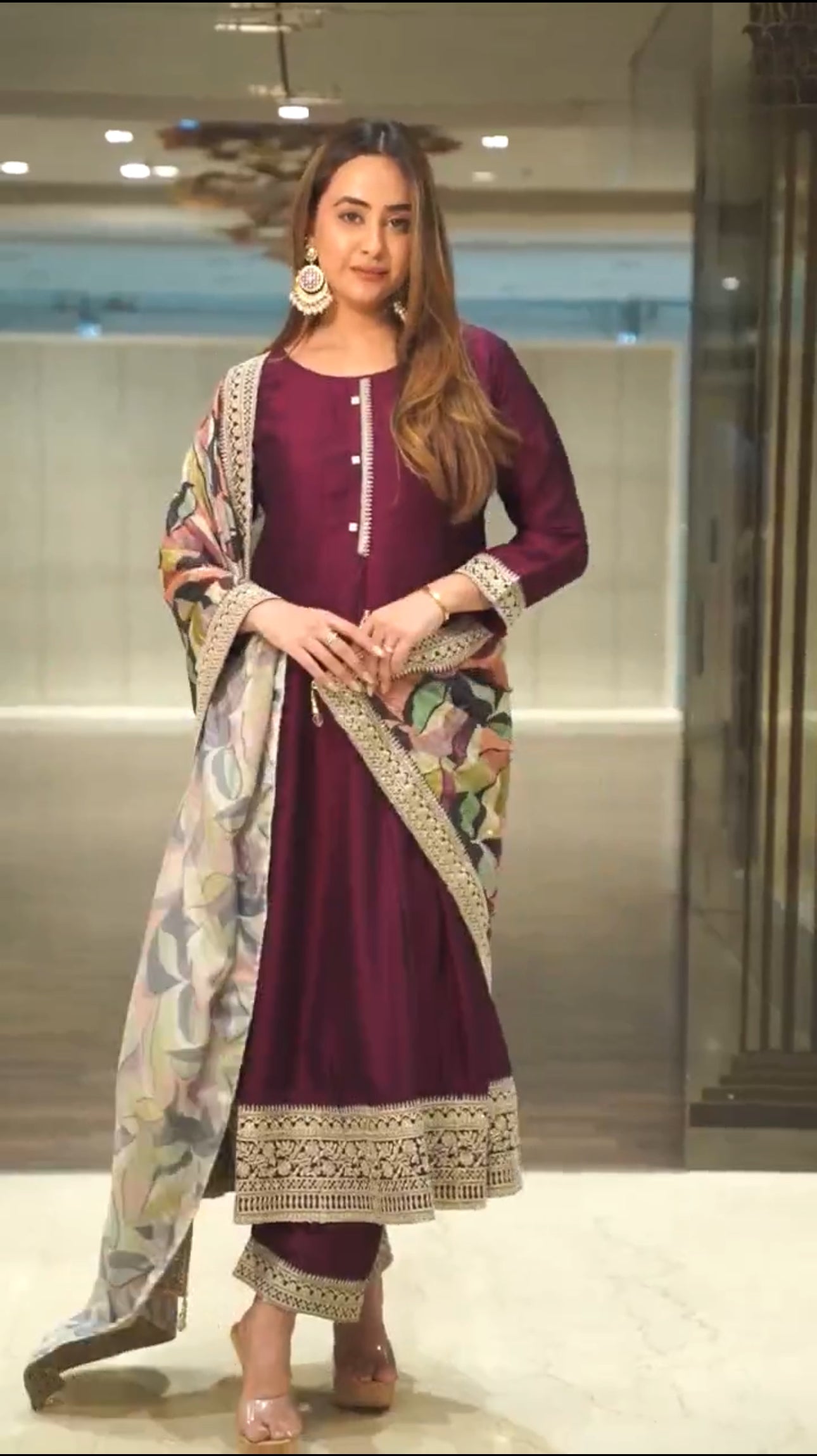 Designer Party Wear Look Heavy Embroidery Sequence Work Gown With Dupatta