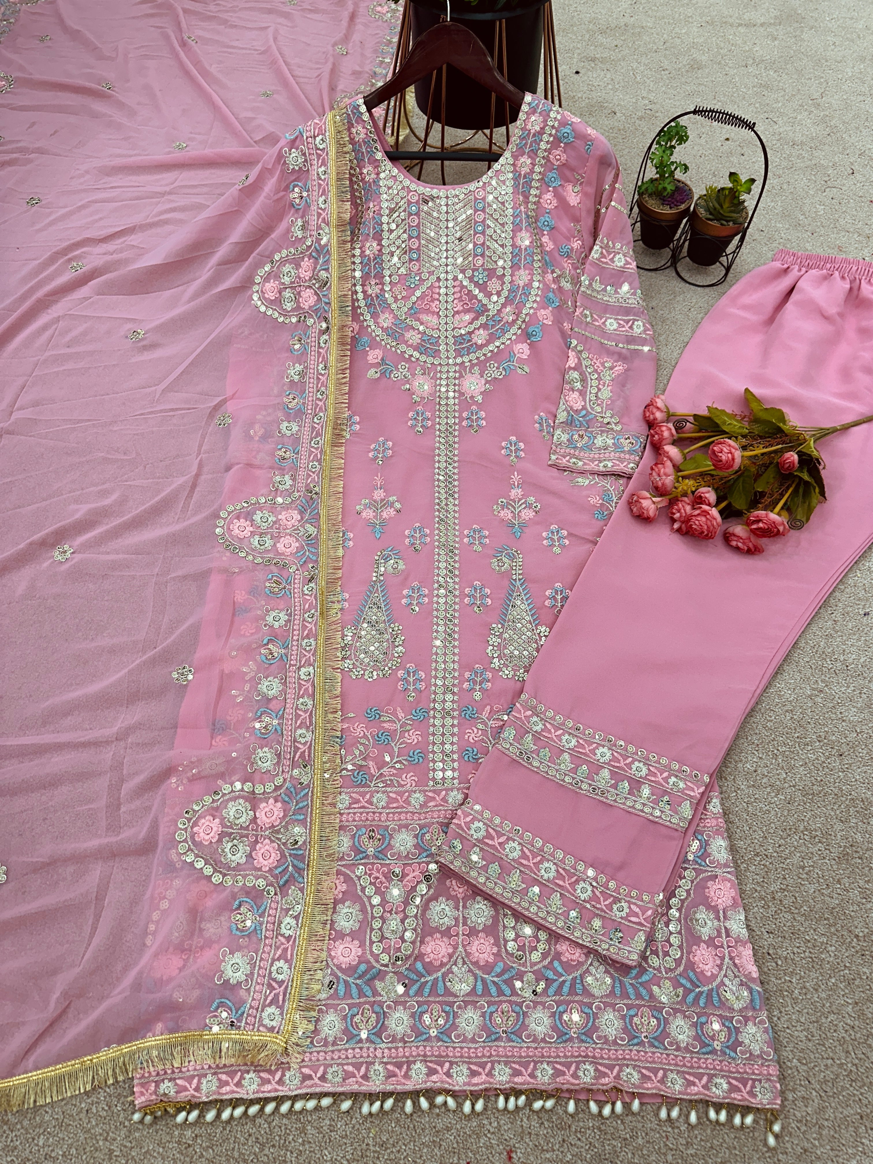 Fancy Top-Bottom And Dupatta With Heavy Embroidery Sequence Work