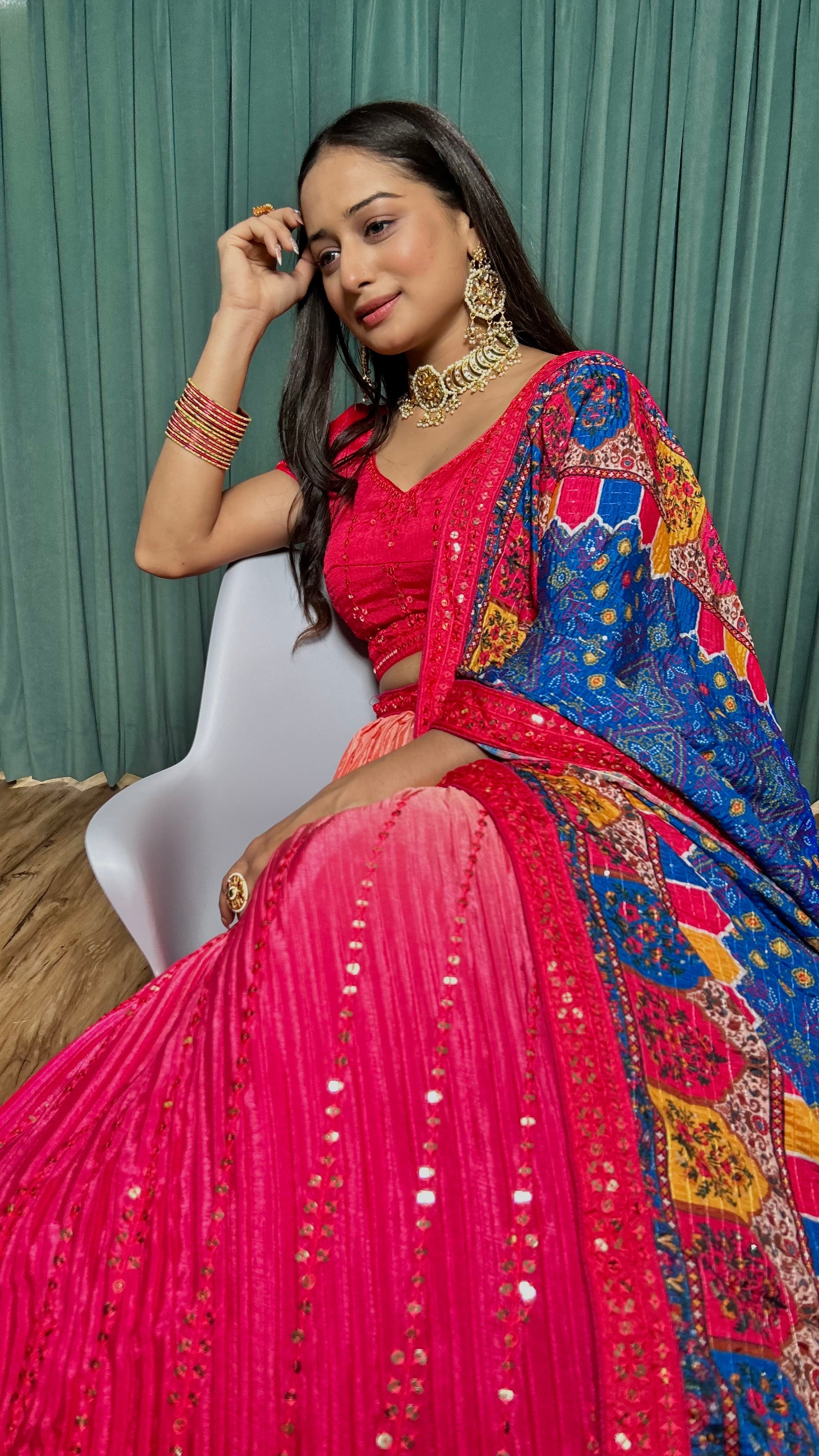 Party Wear Lehenga Choli With Sequence & Thread Work