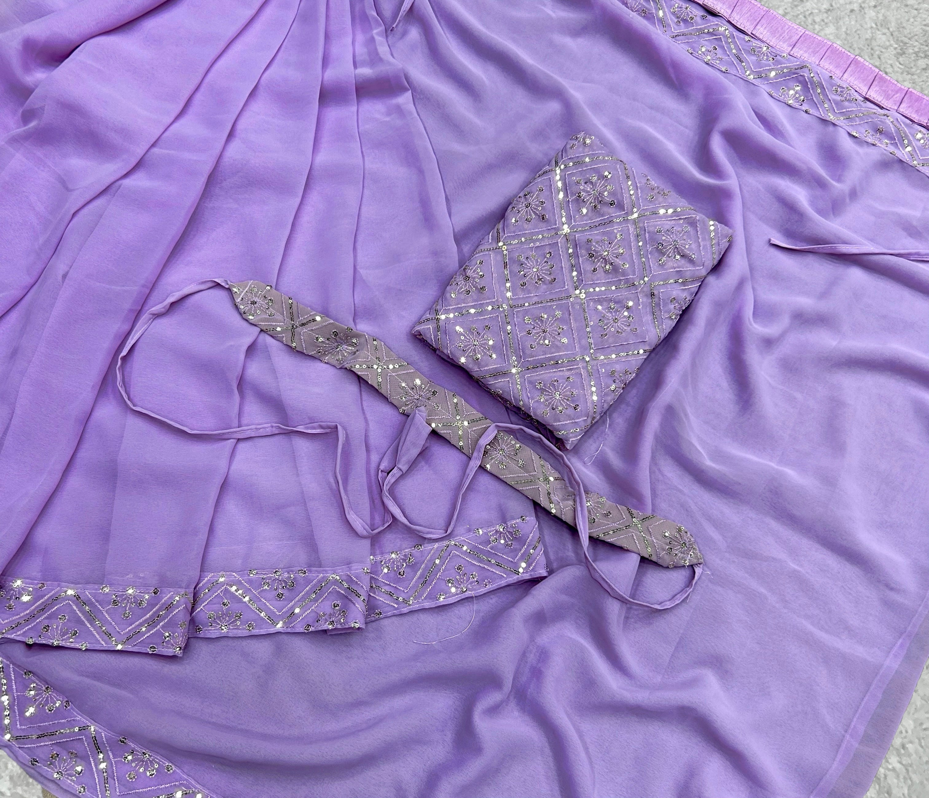 Party Wear Beautiful Saree With Embroidery With Sequence Work
