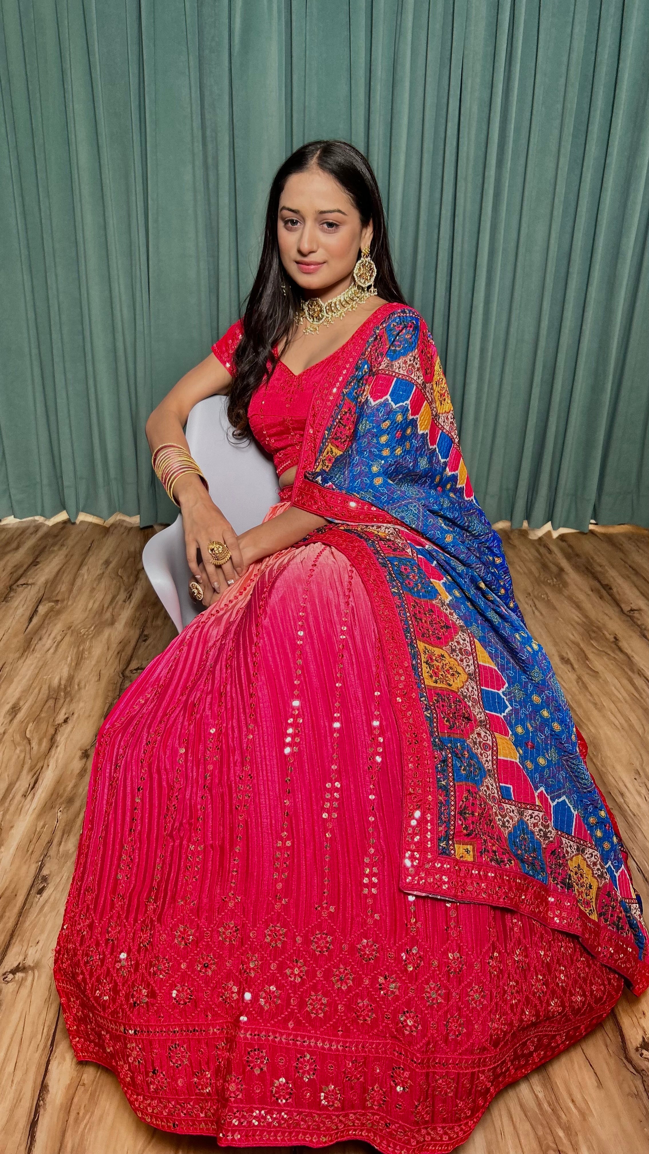 Party Wear Lehenga Choli With Sequence & Thread Work