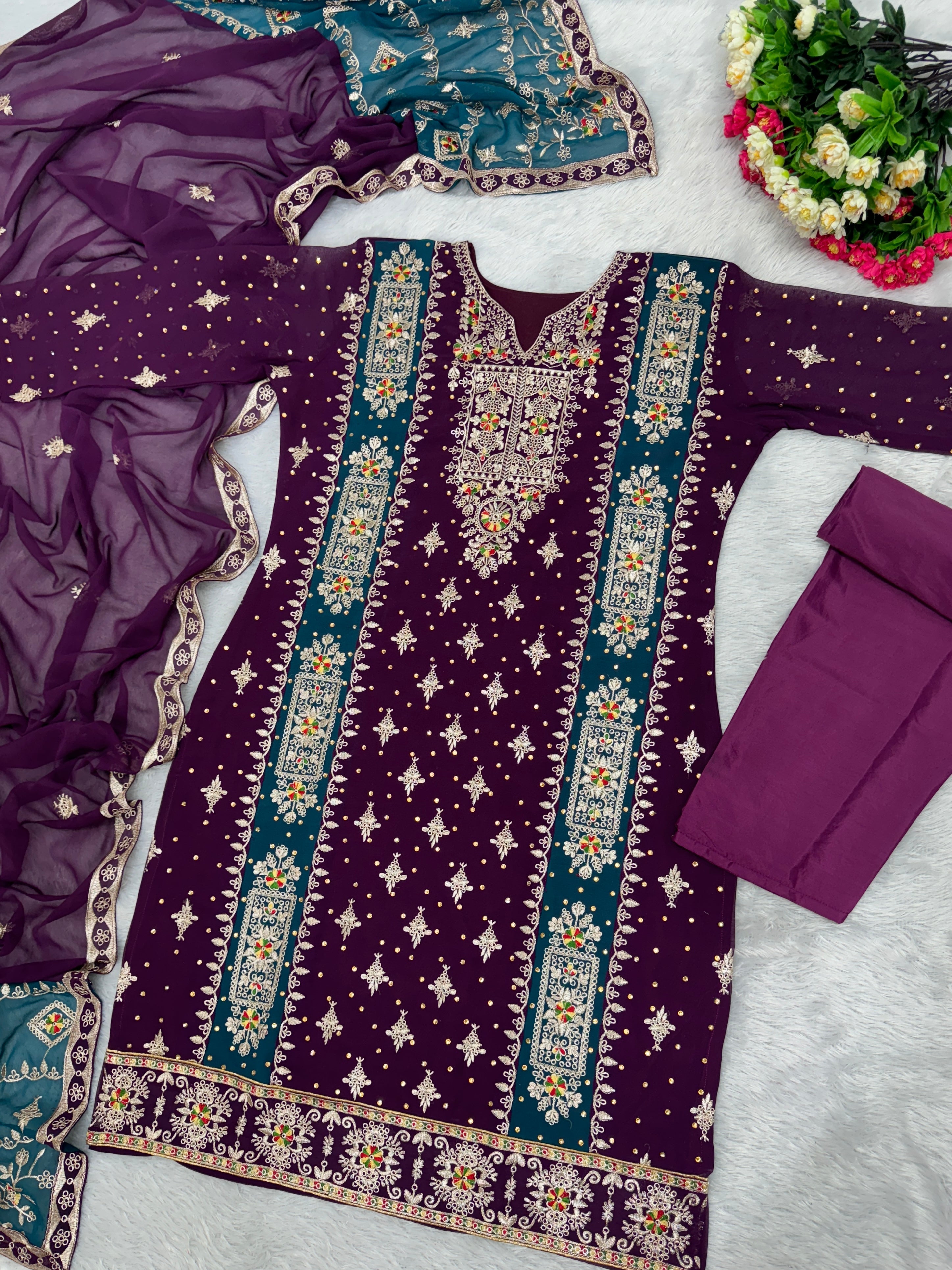 Party Wear Beautiful Top And Plazzo With Dupatta