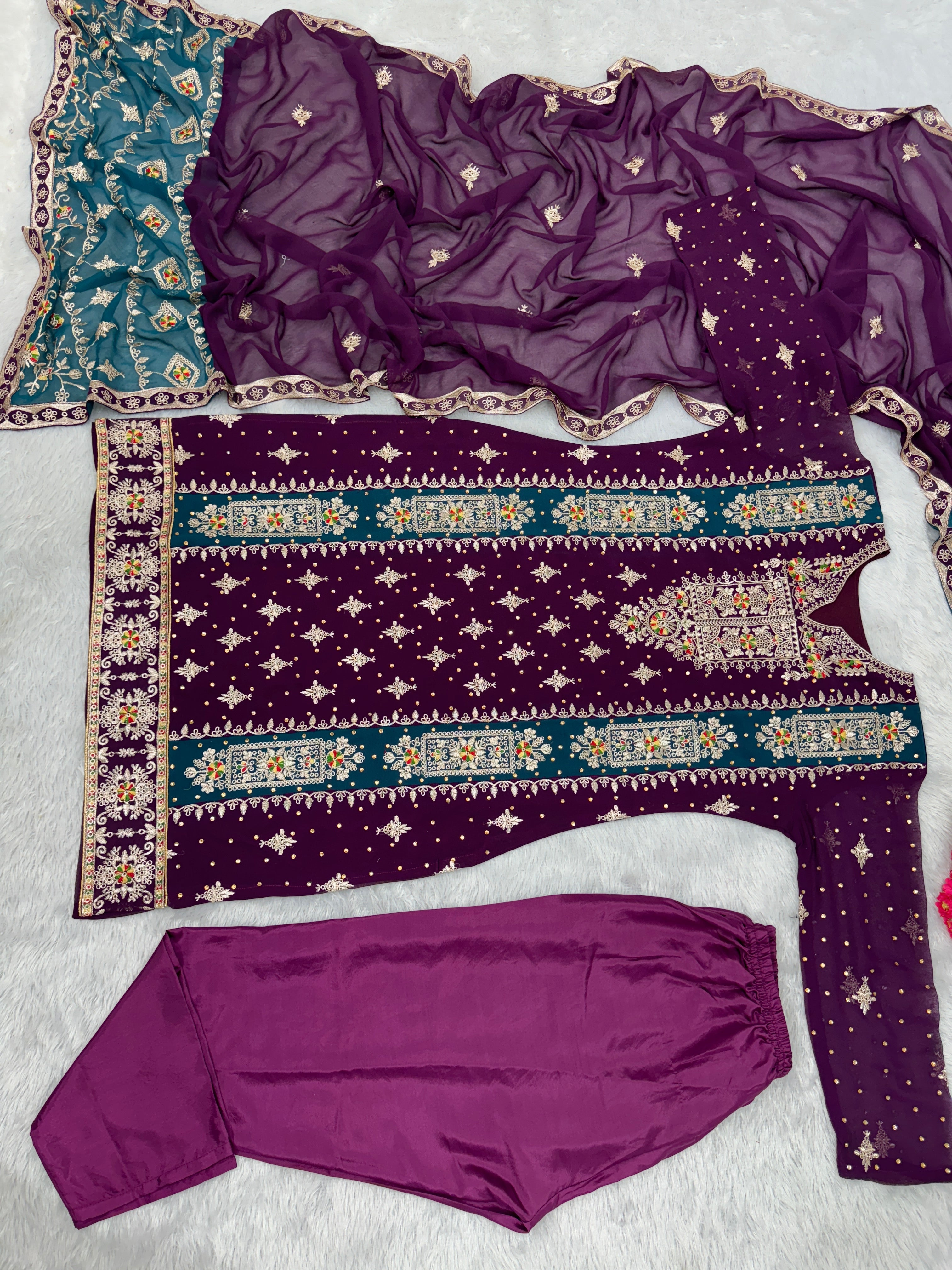 Party Wear Beautiful Top And Plazzo With Dupatta