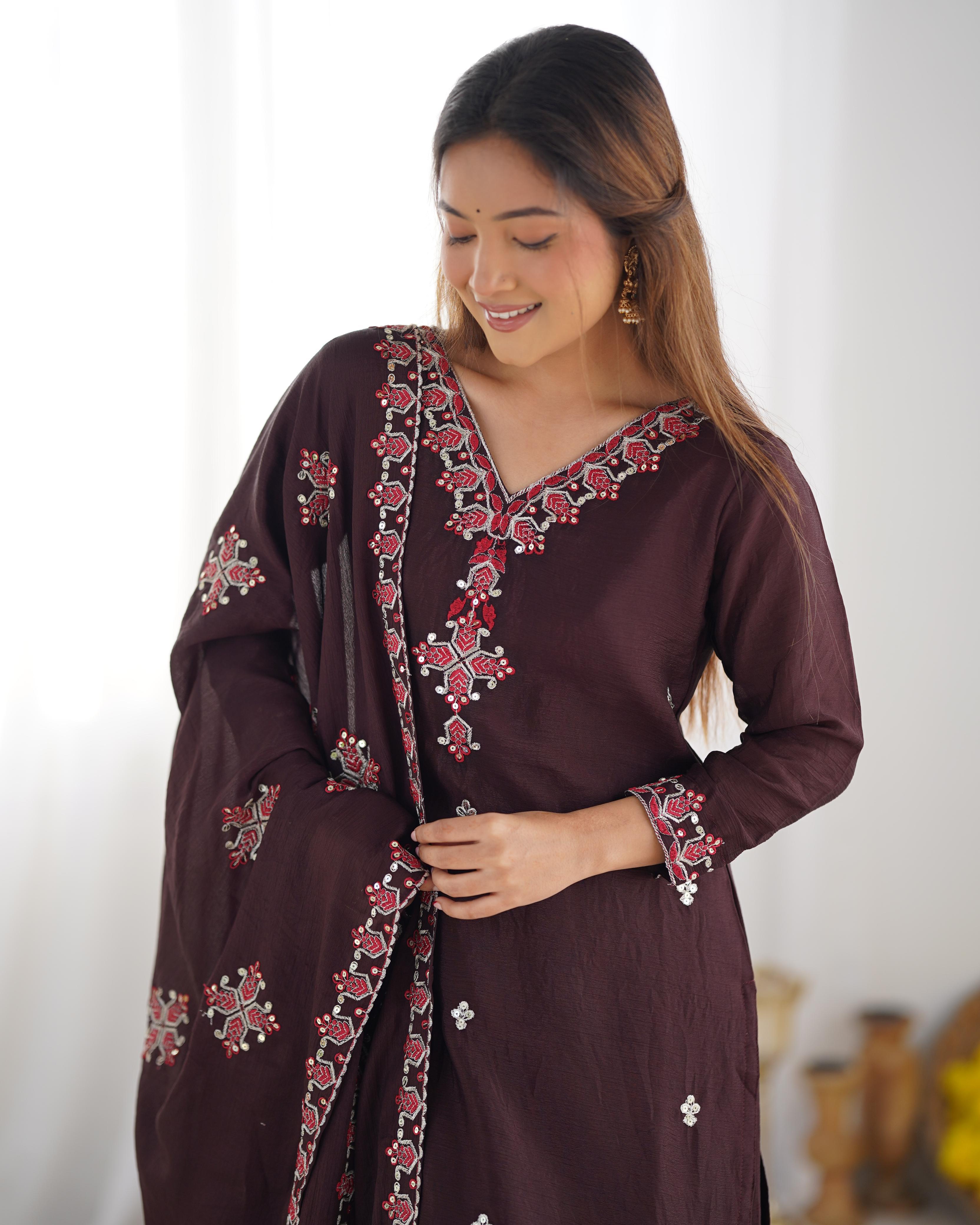 Designer Party Wear Look Top-Bottom And Beautiful Dupatta