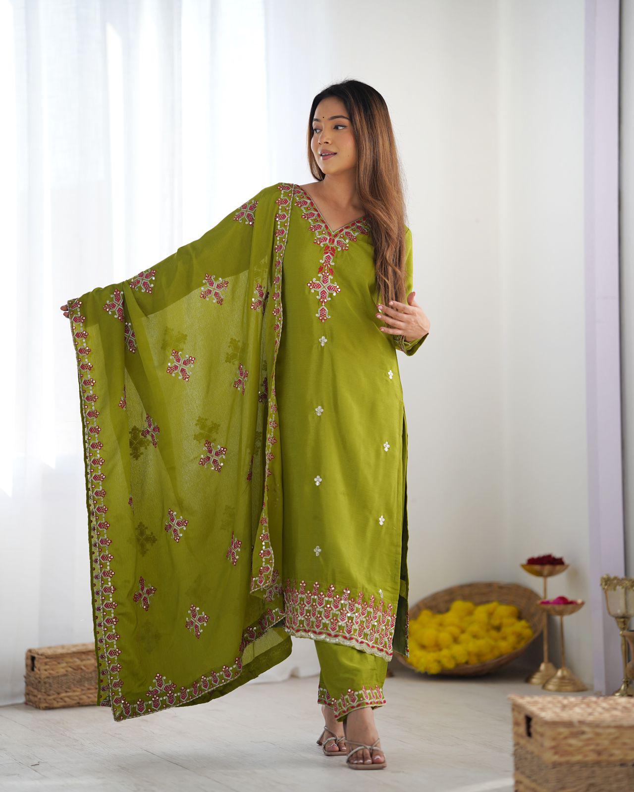 Designer Party Wear Look Top-Bottom And Beautiful Dupatta