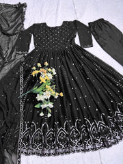 Designer Party Wear Anarkali Gown, Pent And Dupatta