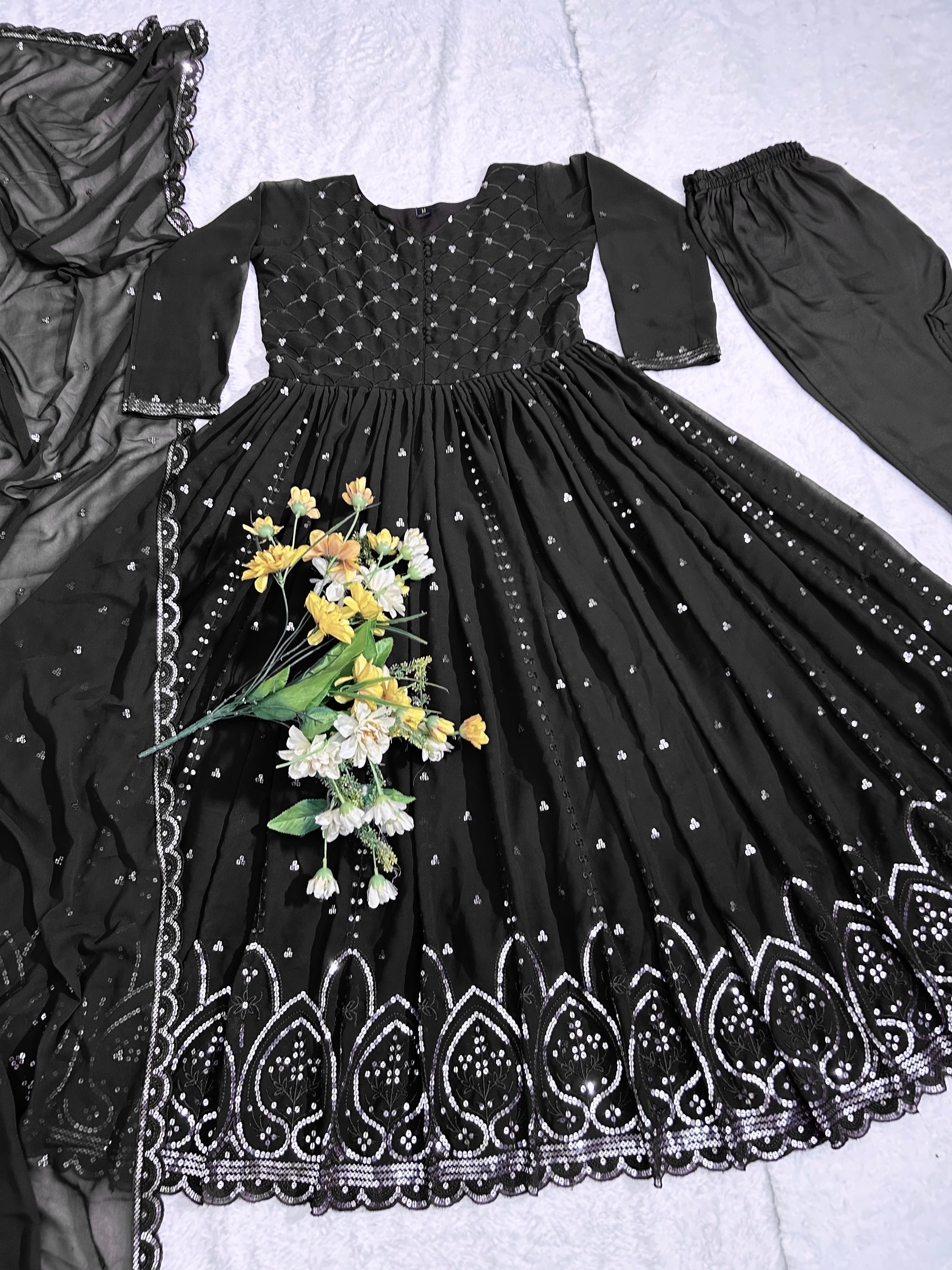 Designer Party Wear Anarkali Gown, Pent And Dupatta