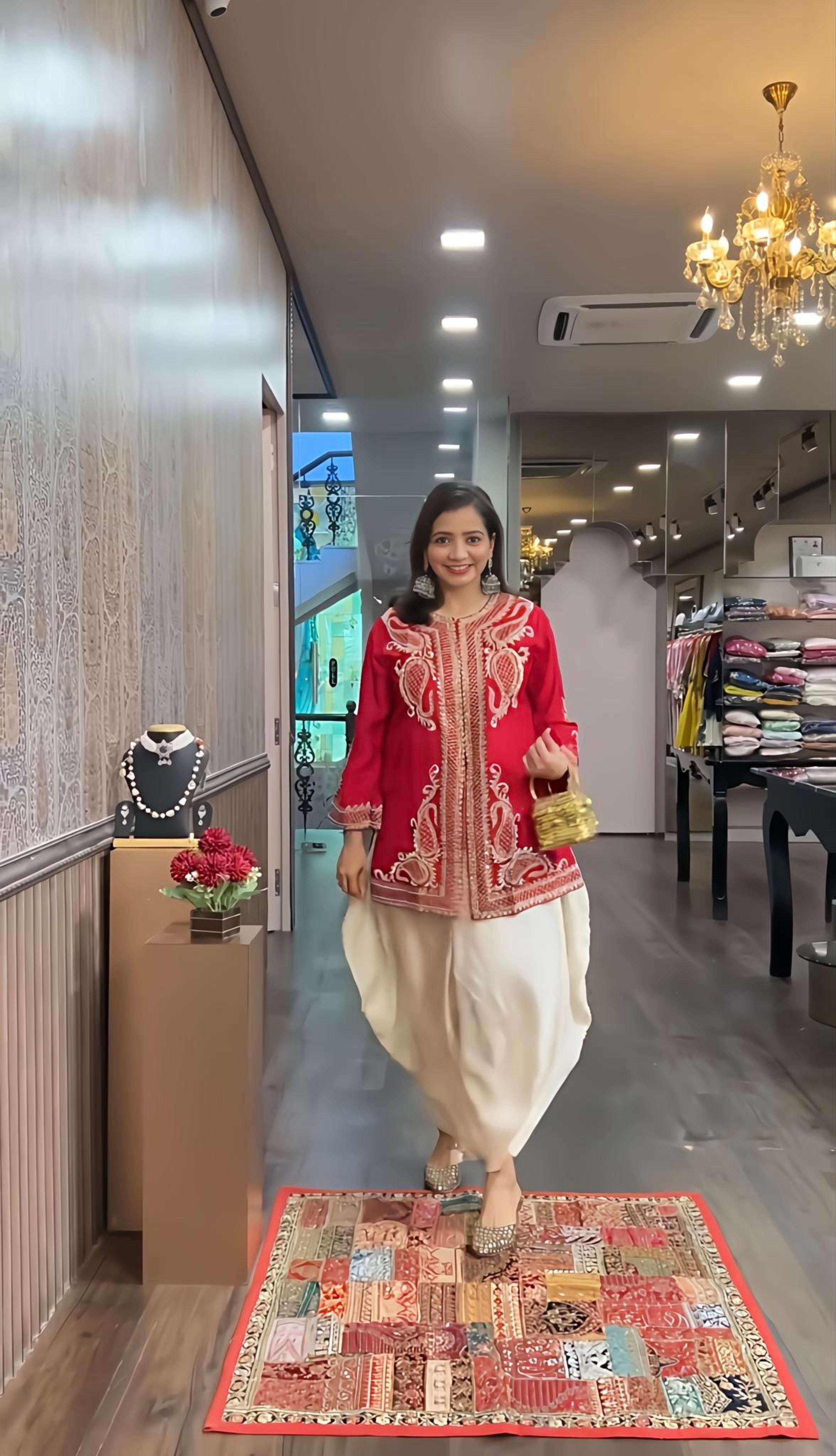 Designer Party Wear Look Top ,Dhoti Salwar And Dupatta