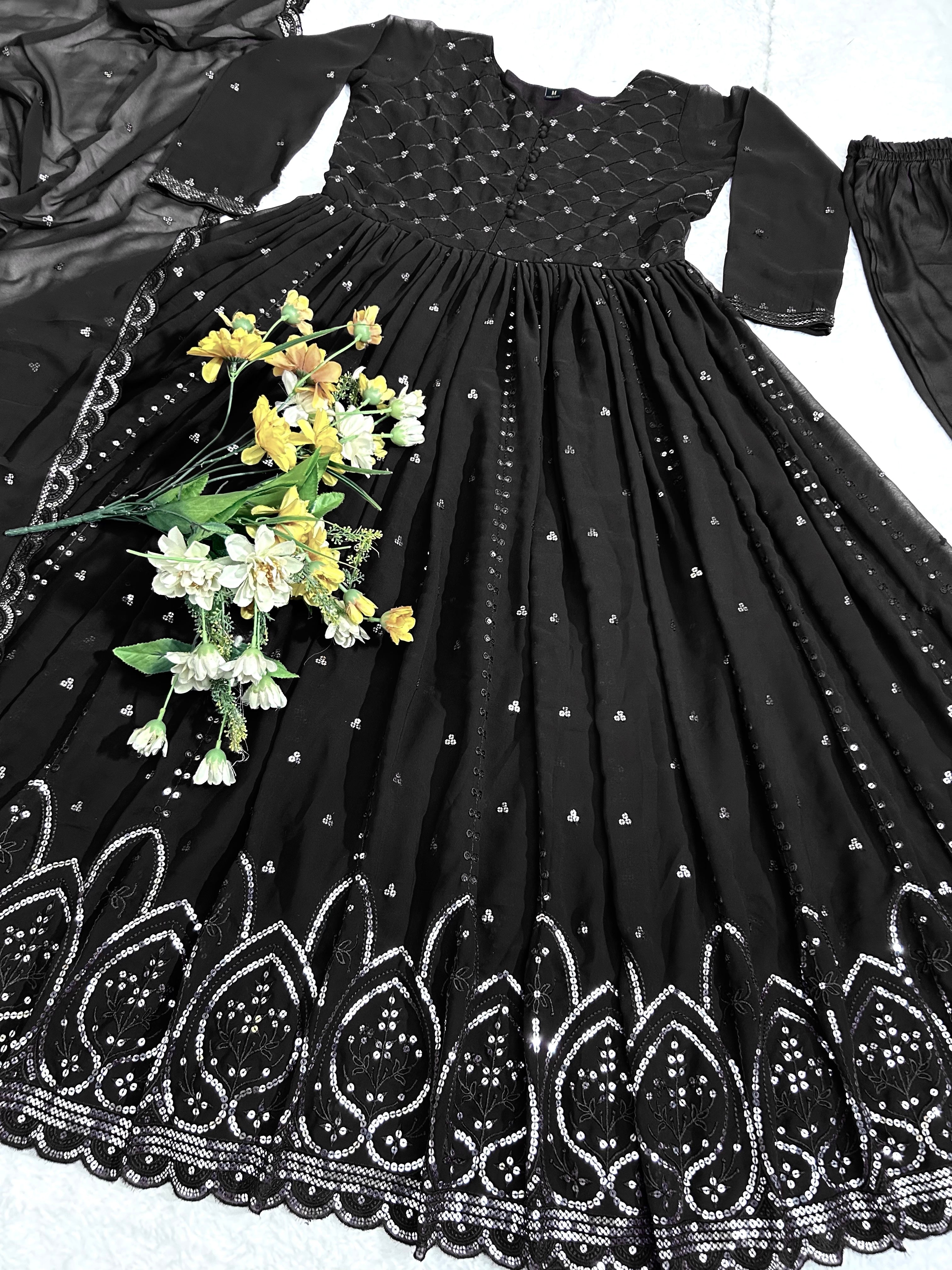 Designer Party Wear Anarkali Gown, Pent And Dupatta