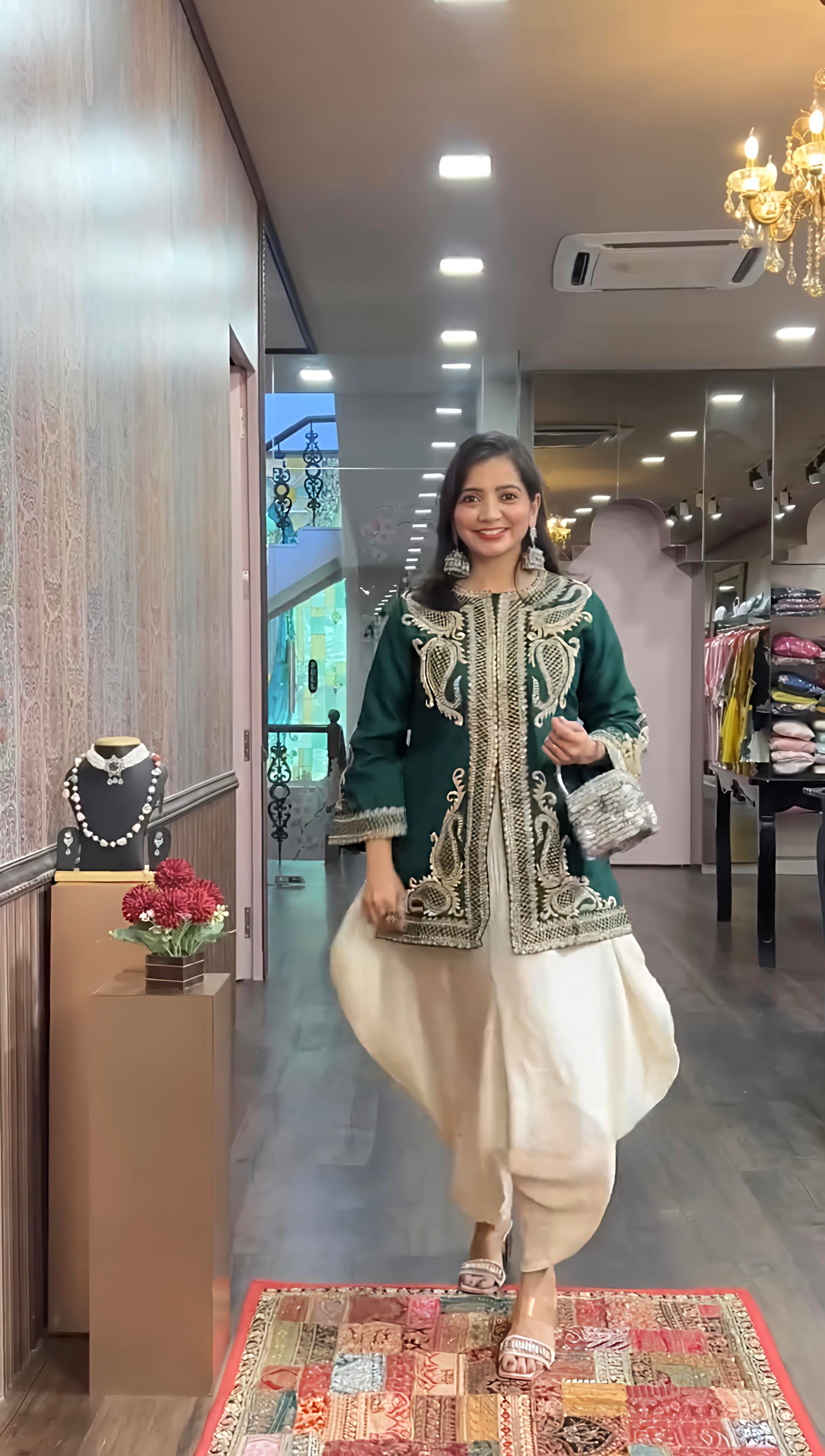 Designer Party Wear Look Top ,Dhoti Salwar And Dupatta