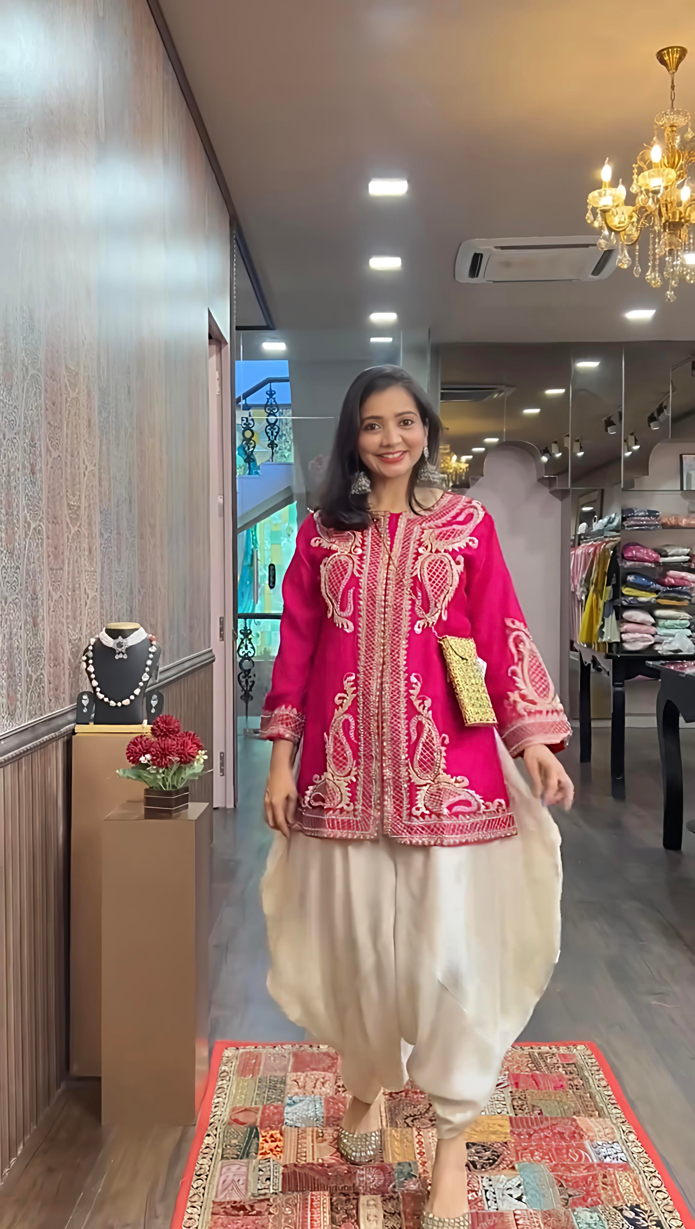 Designer Party Wear Look Top ,Dhoti Salwar And Dupatta