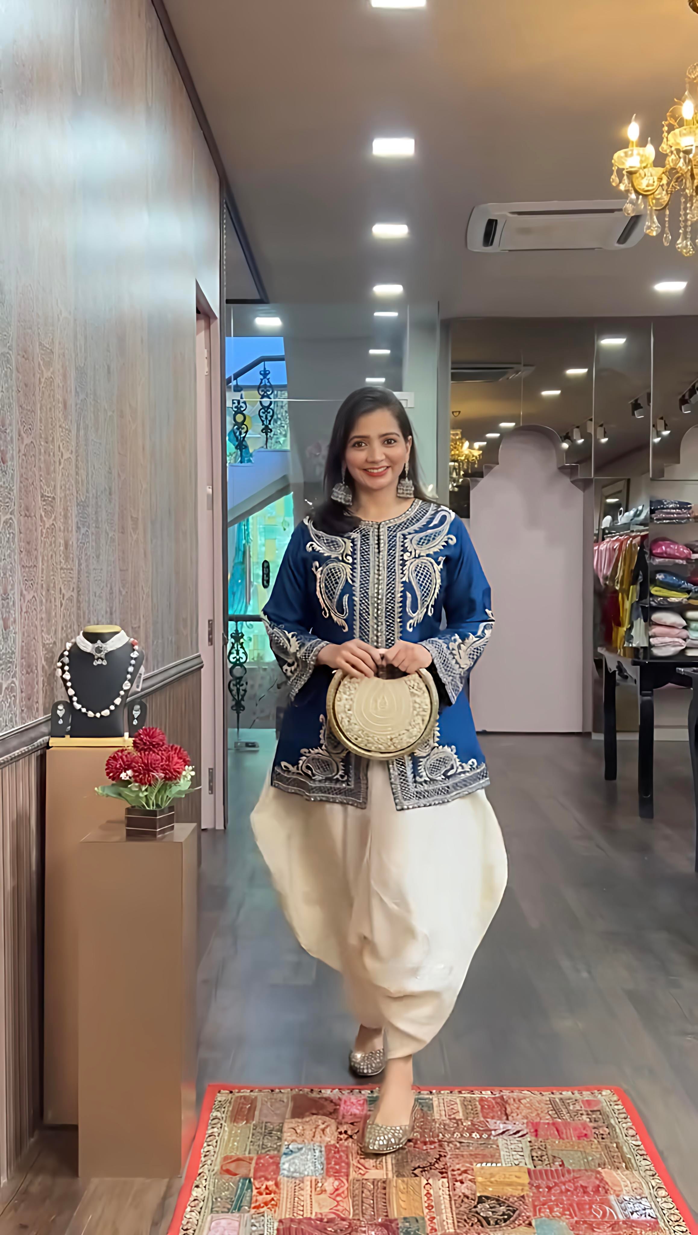 Designer Party Wear Look Top ,Dhoti Salwar And Dupatta