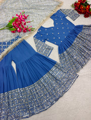 Designer Party Wear Kediya-Sarara With Fancy Dupatta Set