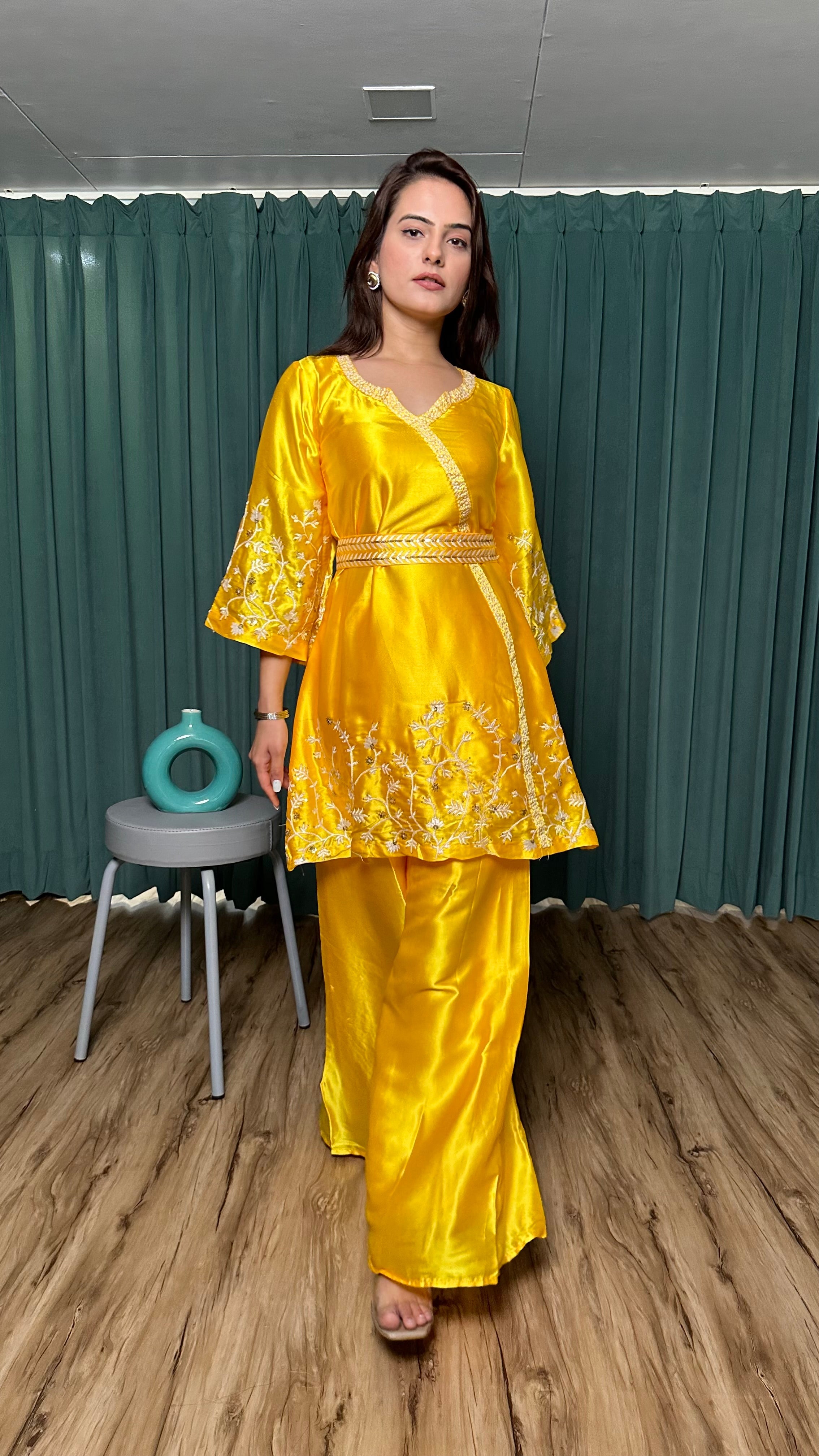 Party Wear Top & Bottom With Thread & Sequence Work
