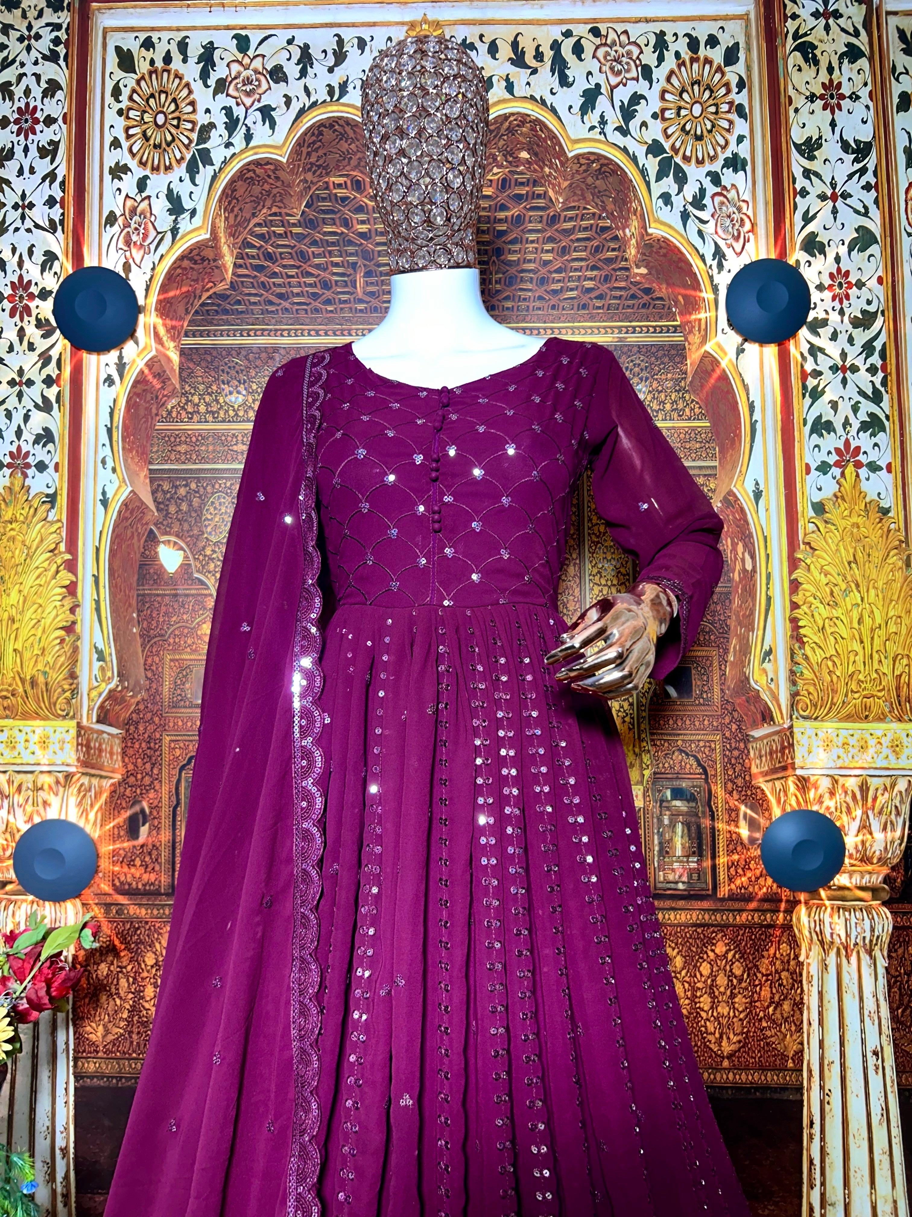 Party Wear Designer Anarkali Gown, Pent And Dupatta