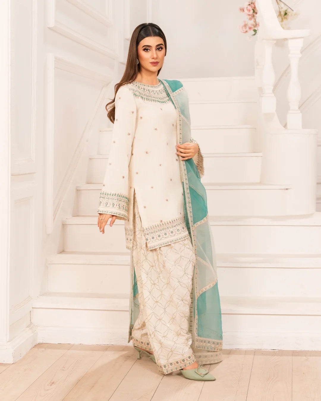 Designer Party Wear Look Top, Palazzo With Dupatta