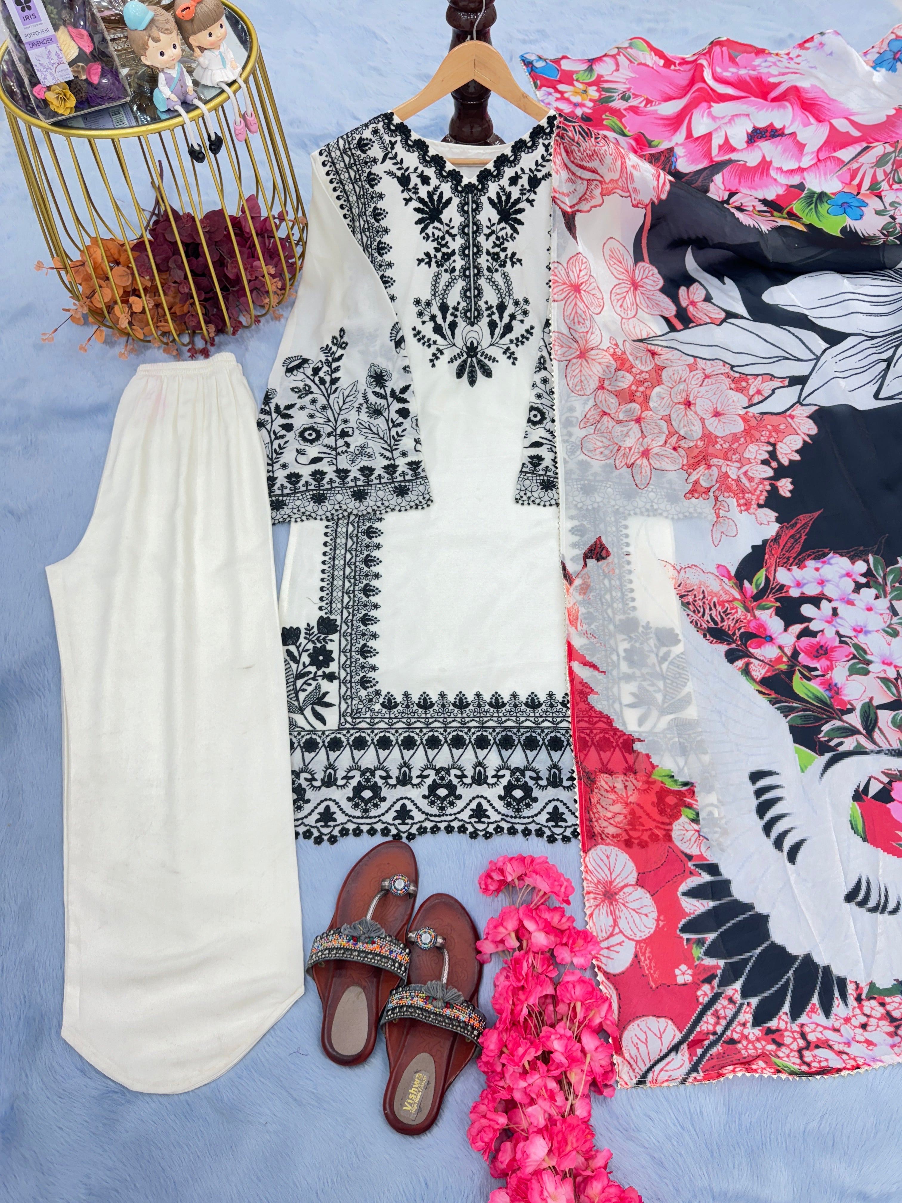 Designer Party Wear Look Top Plazzo & Fancy Dupatta